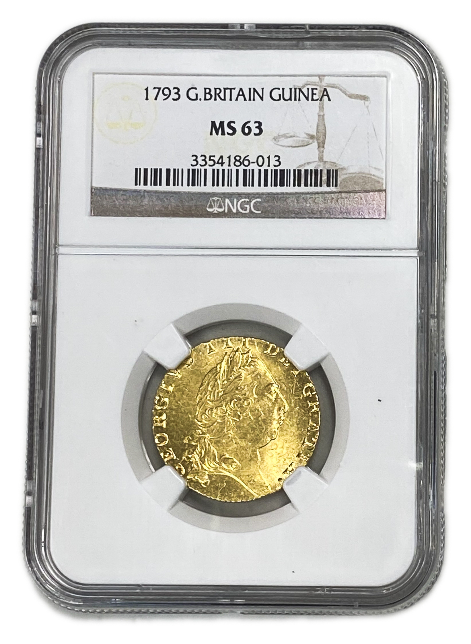 Great Britain / United Kingdom - 1 Guinea 1793 - NGC MS 63 - George III - Gold 916, 8.4g, 25mm - 1 2