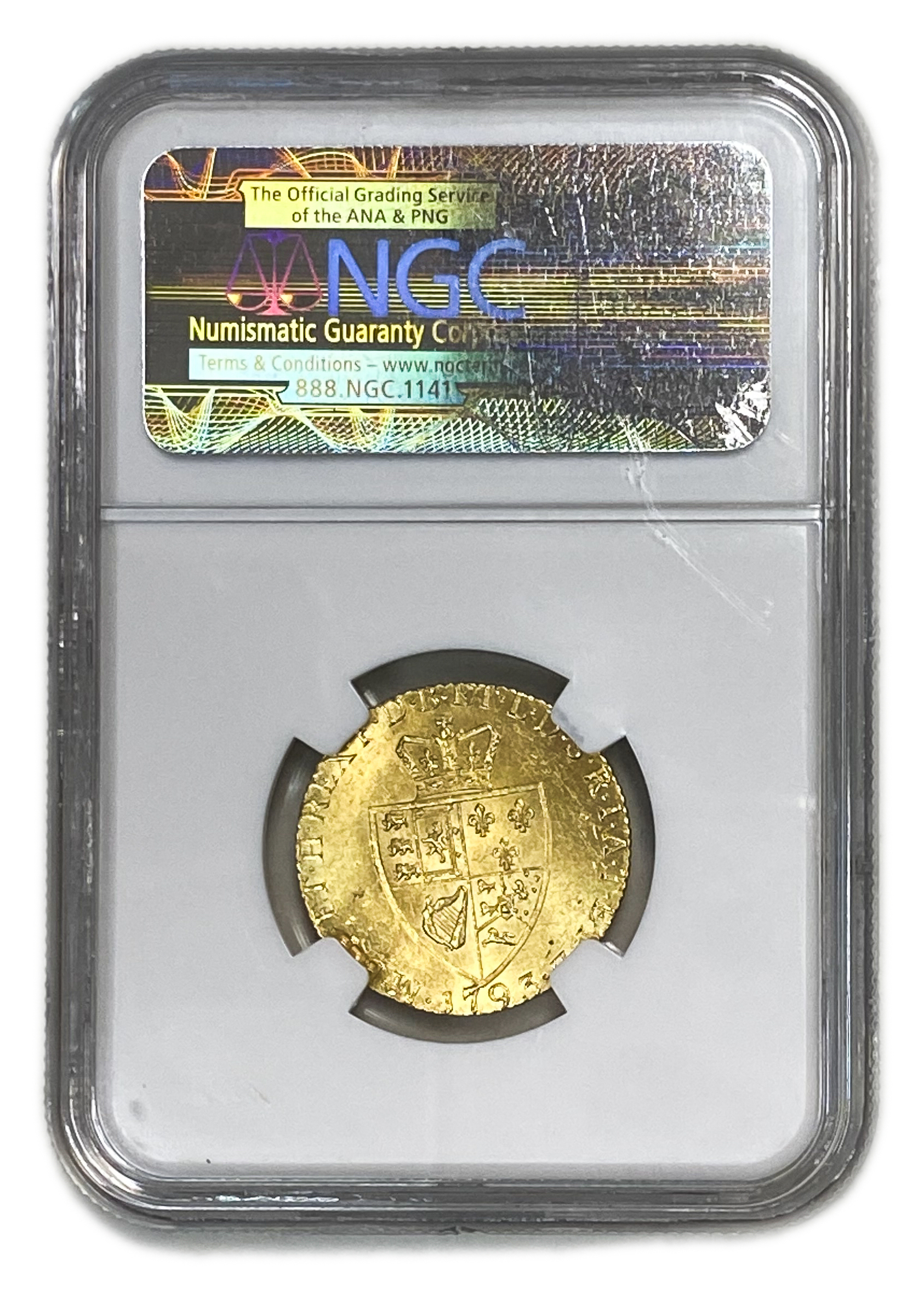 Great Britain / United Kingdom - 1 Guinea 1793 - NGC MS 63 - George III - Gold 916, 8.4g, 25mm - 1 3