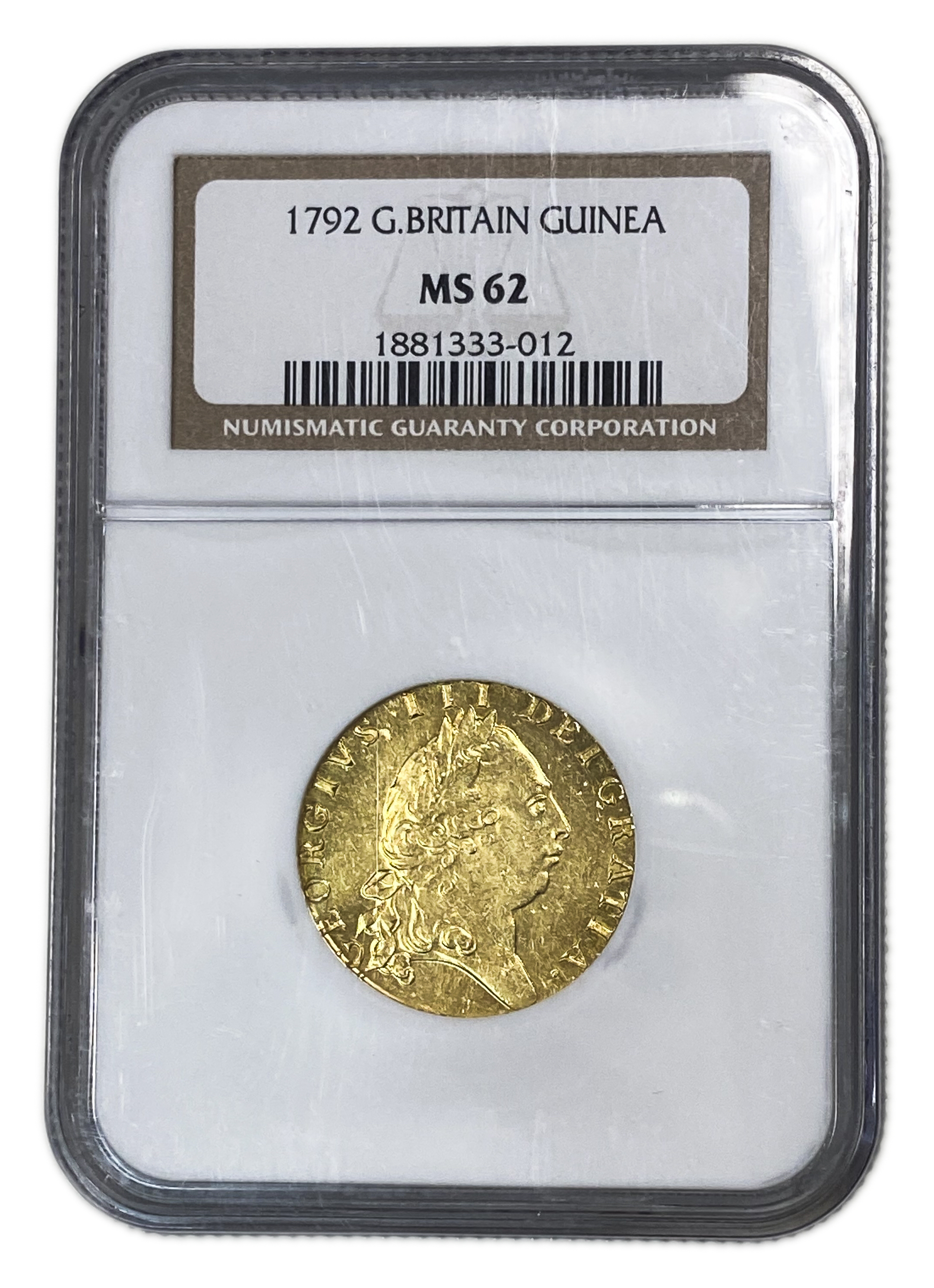 Great Britain / United Kingdom - 1 Guinea 1792 - NGC MS 62 - George III - Gold 916, 8.4g, 25mm - 1 2