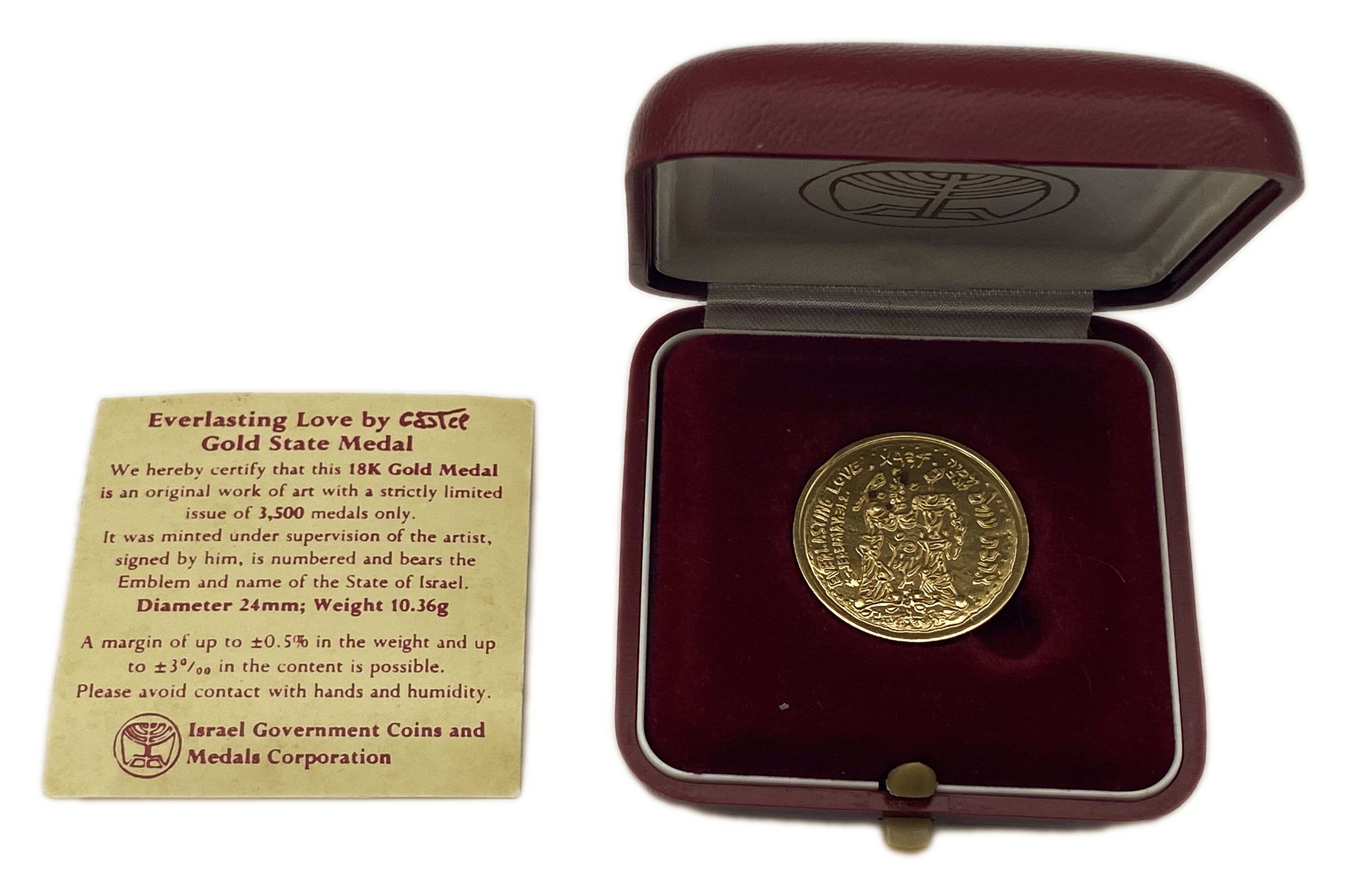 Israel - Searchers for the Messiah & Everlasting Love Medal - Gold 750, 10.36g, 24mm - 1 3