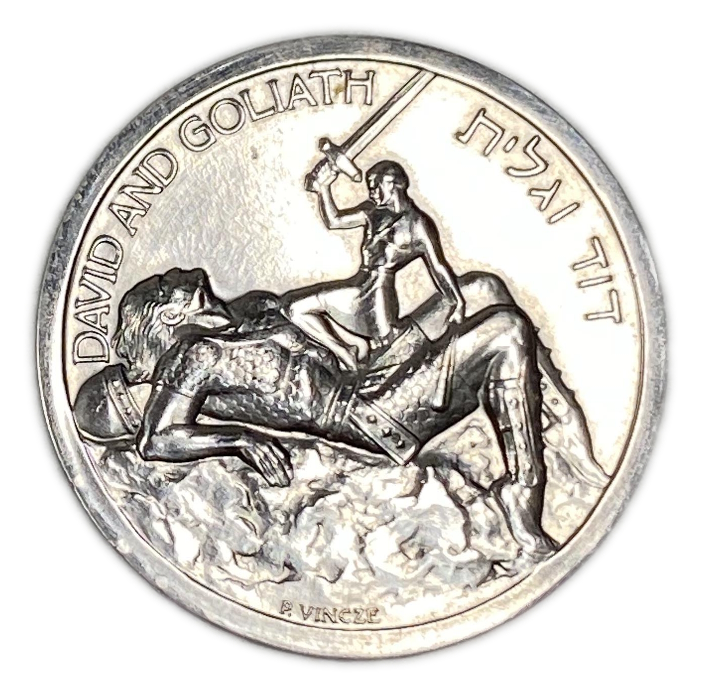 Israel - Medal, David and Goliath, in honor of the 20th anniversary of the State of Israel 1968 - Platinum 999 ... - 1 0