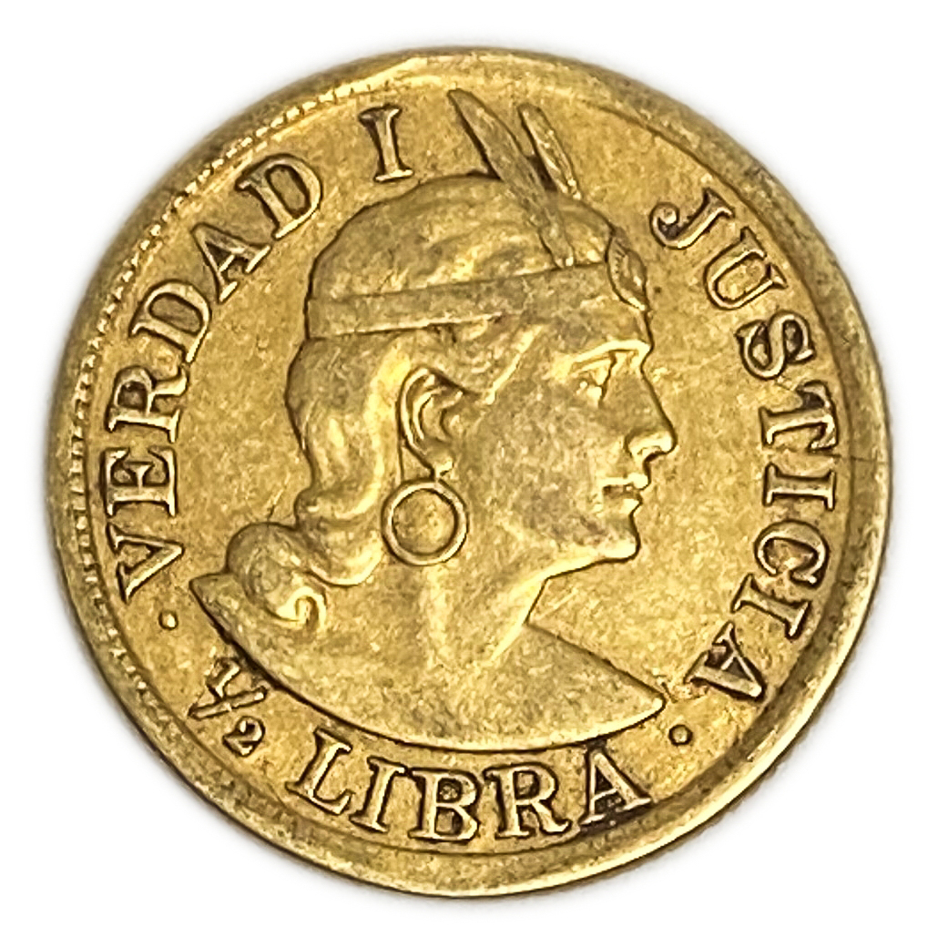 Peru - 1/2 Libra 1902 - AU - Liberty Head - Gold 917, 3.99g, 19mm - 1 1