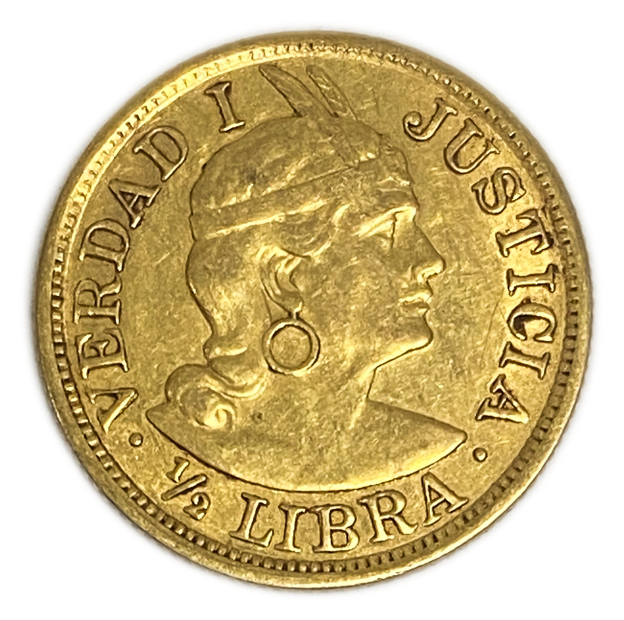 Peru - 1/2 Libra 1903 - AU - Liberty Head - Gold 917, 3.99g, 19mm - 1 1
