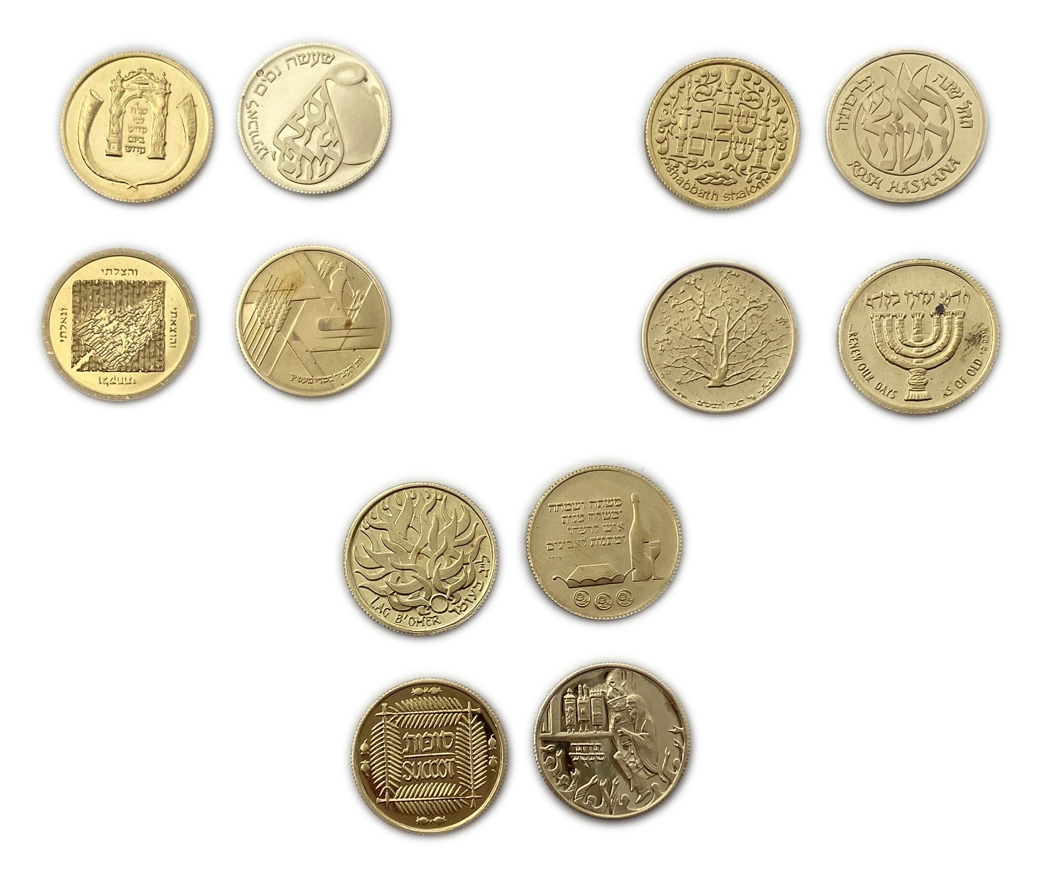 Israel - A complete and unblemished collection of 12 medals from the Holidays and Festivals series in gold weighing ... - 1 1