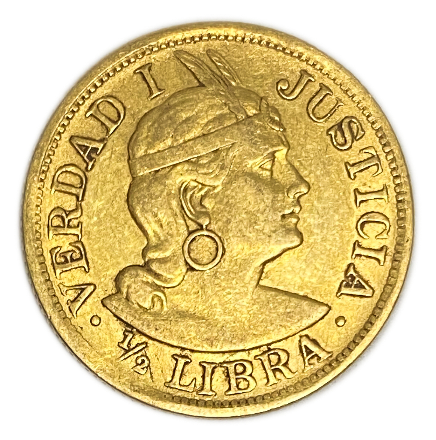 Peru - 1/2 Libra 1904 - AU - Liberty Head - Gold 917, 3.99g, 19mm - 1 1