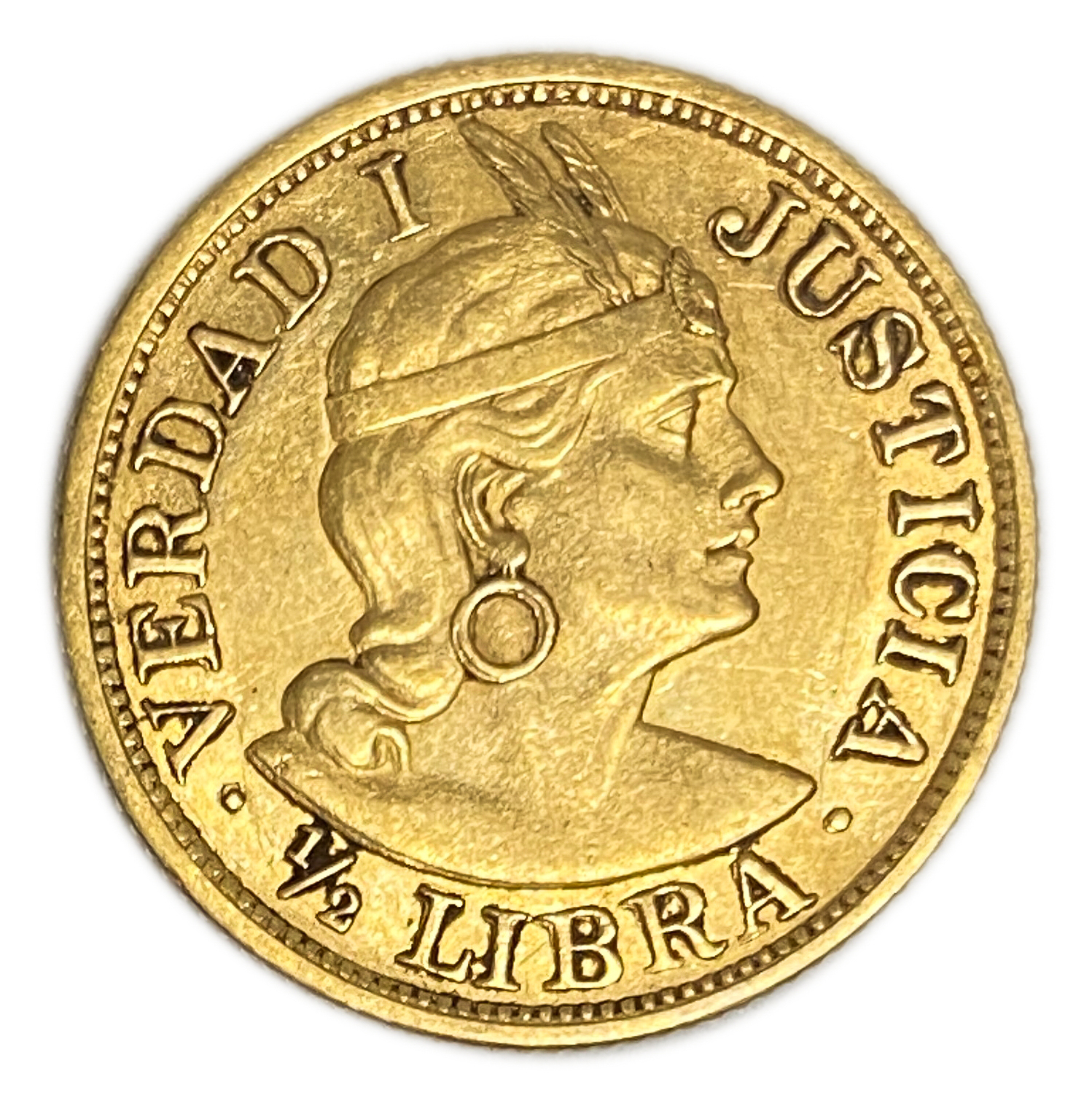 Peru - 1/2 Libra 1904 - AU - Liberty Head - Gold 917, 3.99g, 19mm - 1 1