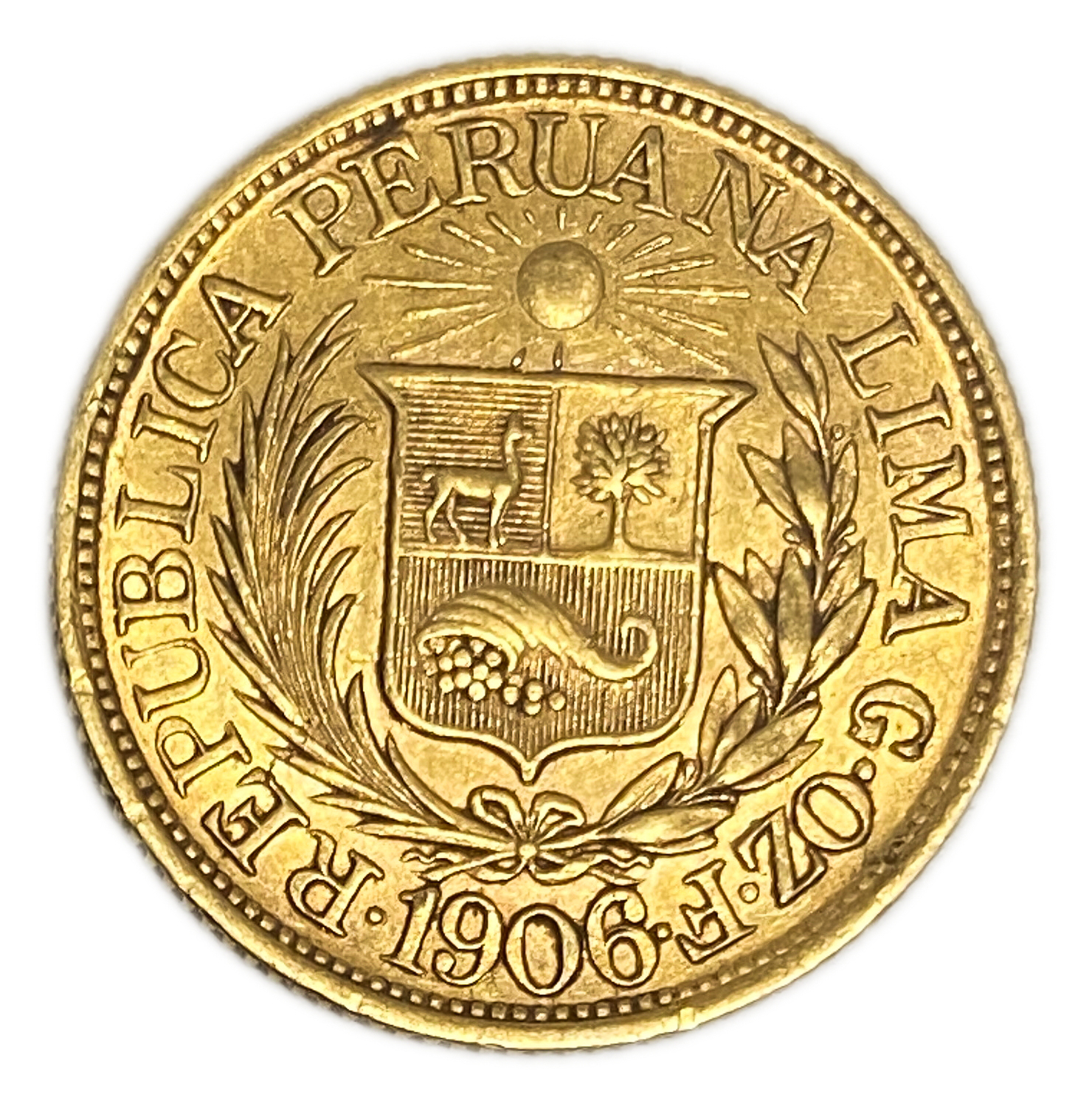 Peru - 1/2 Libra 1906 - AU - Liberty Head - Gold 917, 3.99g, 19mm - 1 0