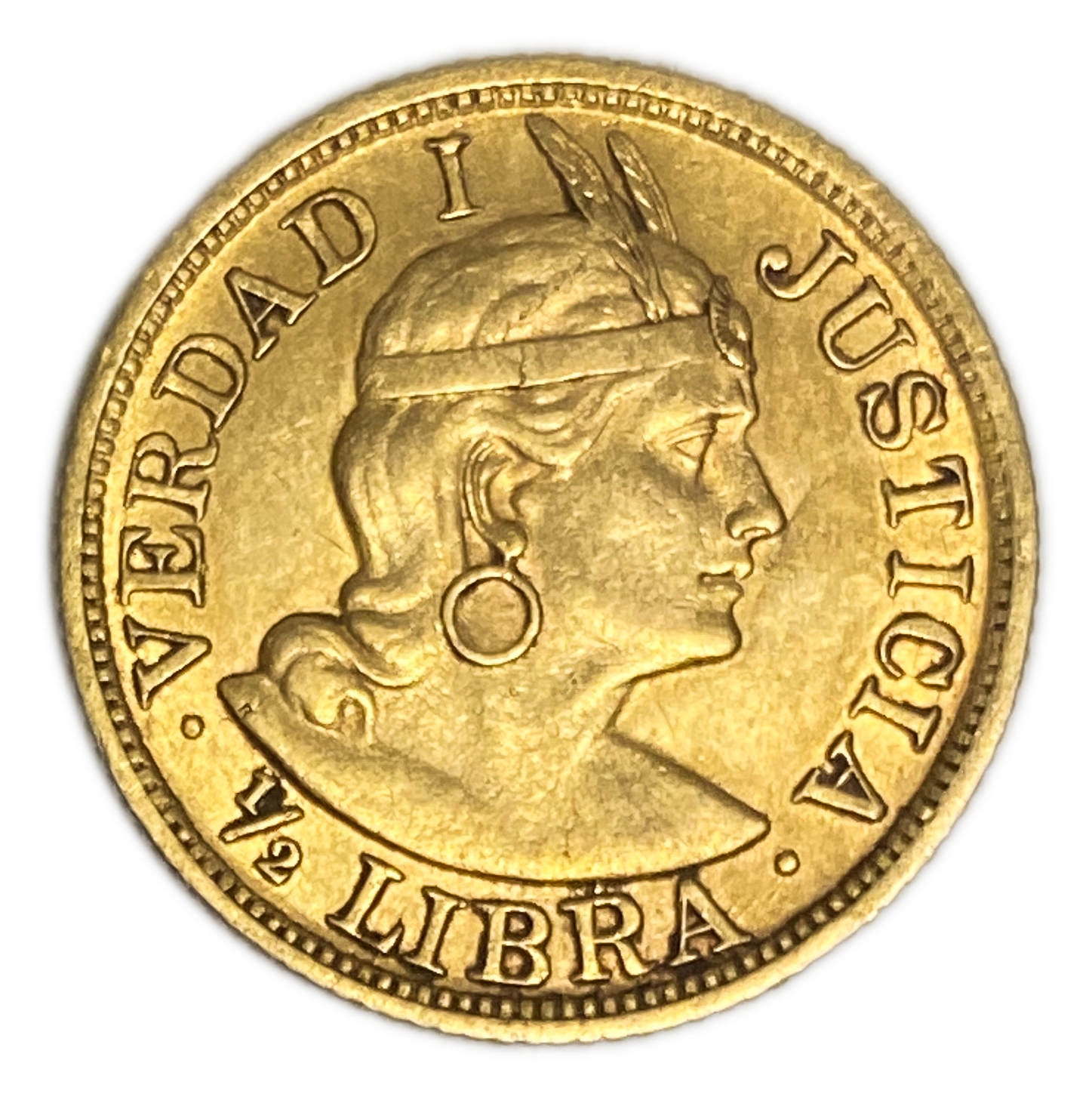 Peru - 1/2 Libra 1906 - AU - Liberty Head - Gold 917, 3.99g, 19mm - 1 1