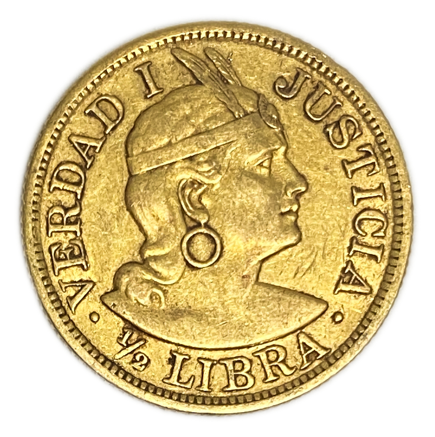 Peru - 1/2 Libra 1904 - AU - Liberty Head - Gold 917, 3.99g, 19mm - 1 1