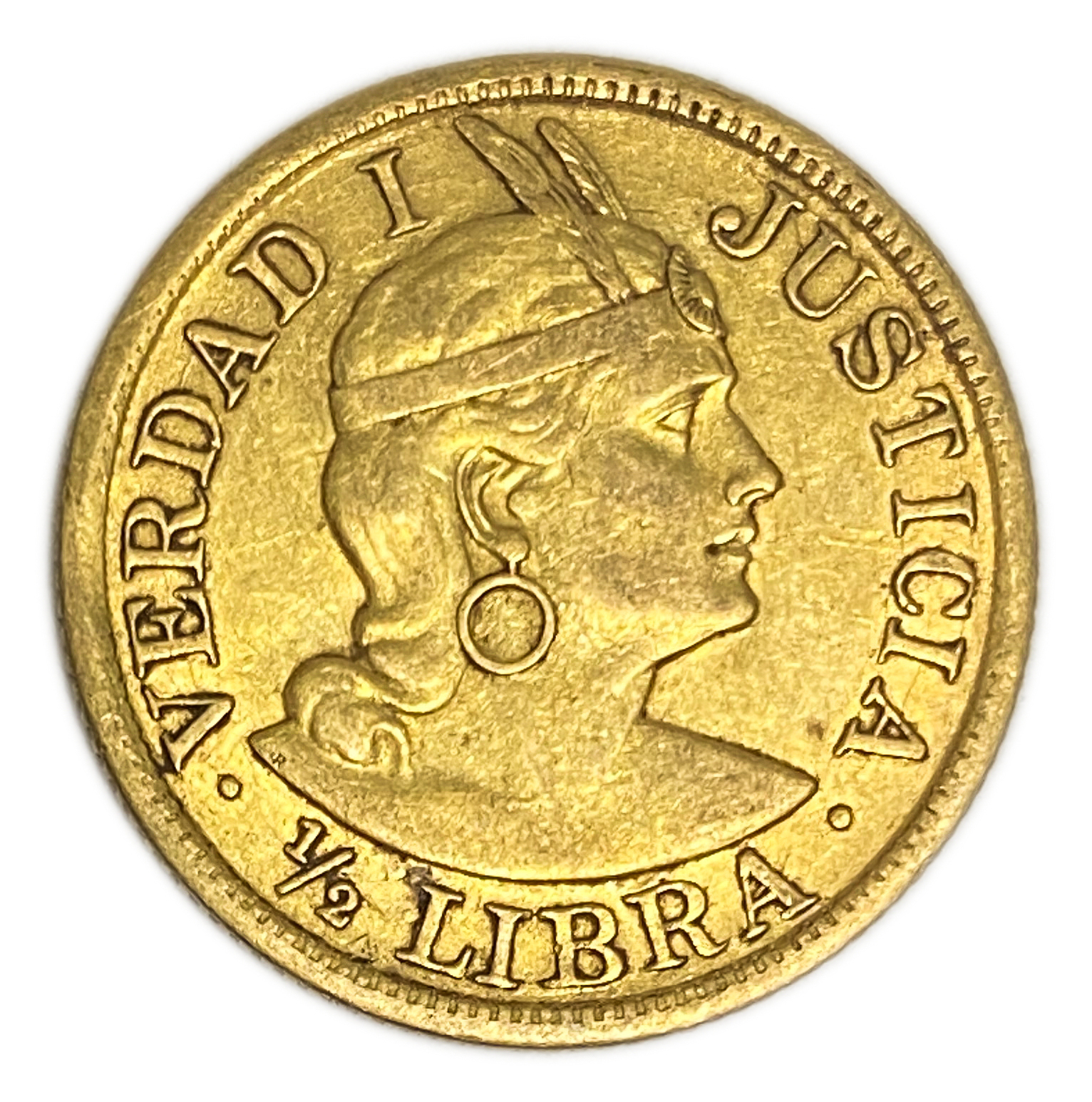 Peru - 1/2 Libra 1905 - AU - Liberty Head - Gold 917, 3.99g, 19mm - 1 1