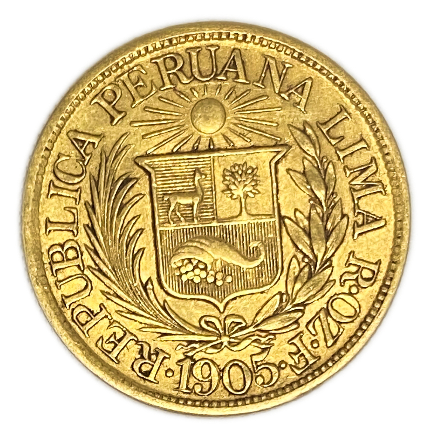Peru - 1/2 Libra 1905 - AU - Liberty Head - Gold 917, 3.99g, 19mm - 1 0