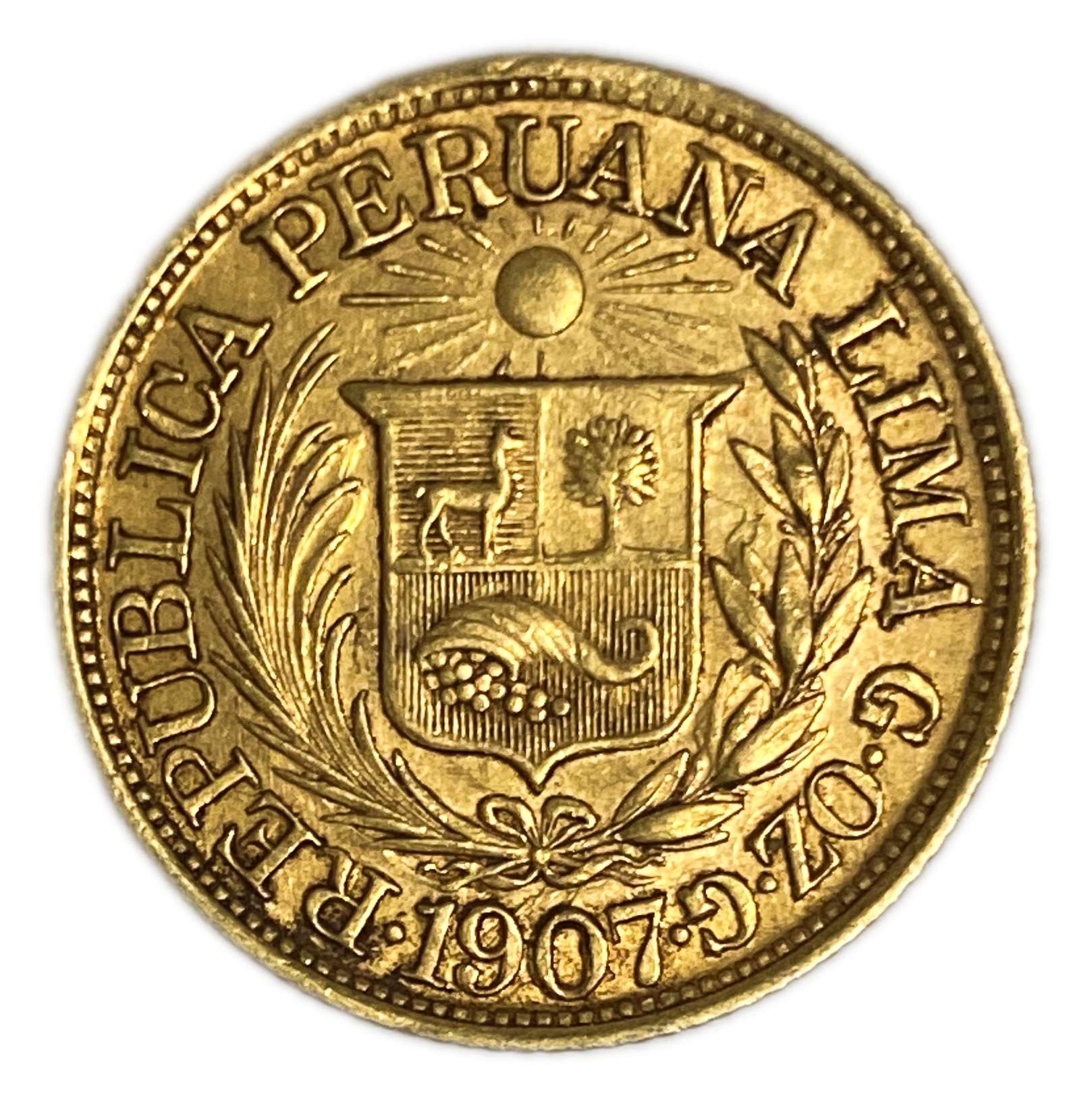 Peru - 1/2 Libra 1907 - AU - Liberty Head - Gold 917, 3.99g, 19mm - 1 0