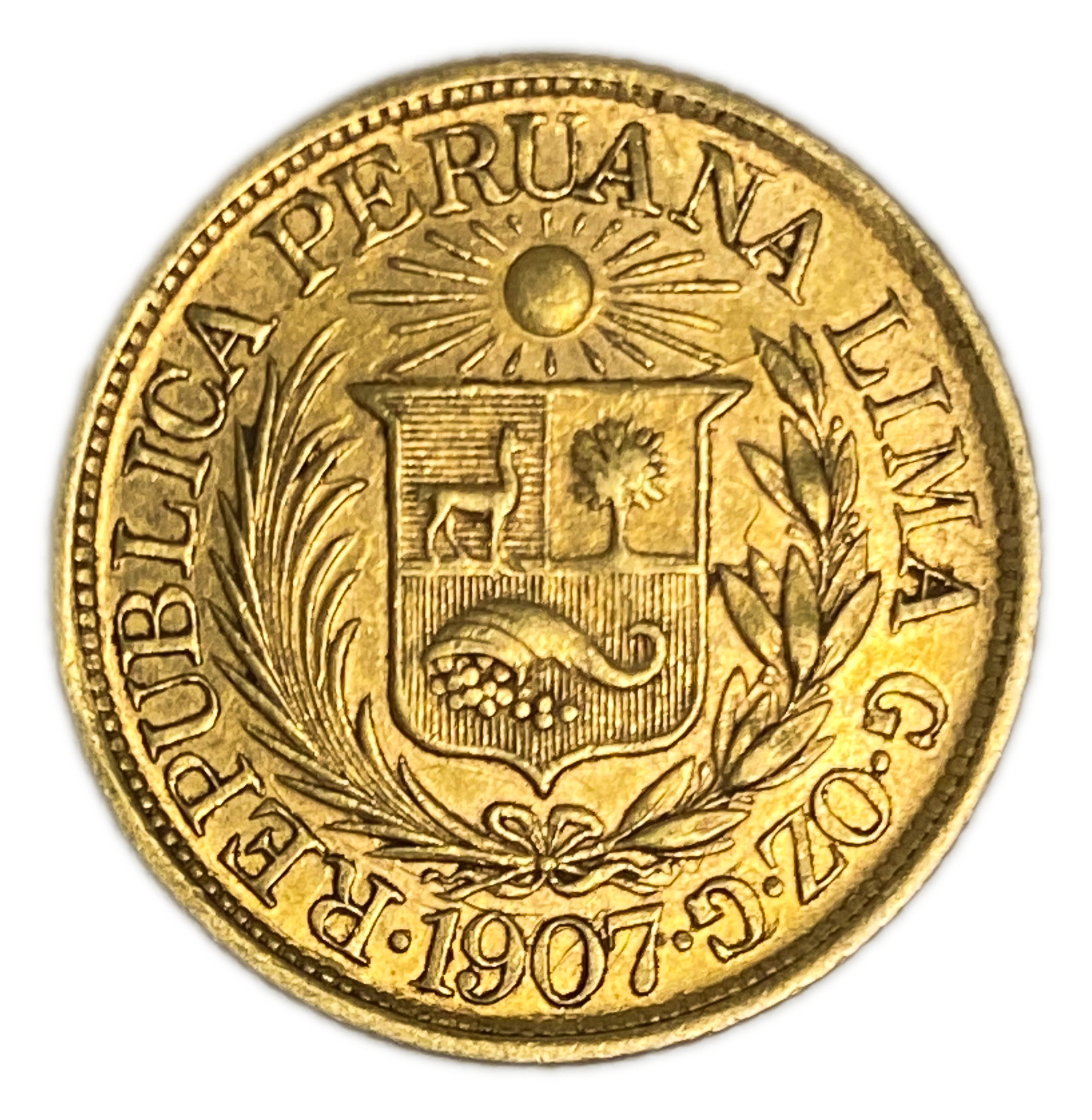 Peru - 1/2 Libra 1907 - AU - Liberty Head - Gold 917, 3.99g, 19mm - 1 0