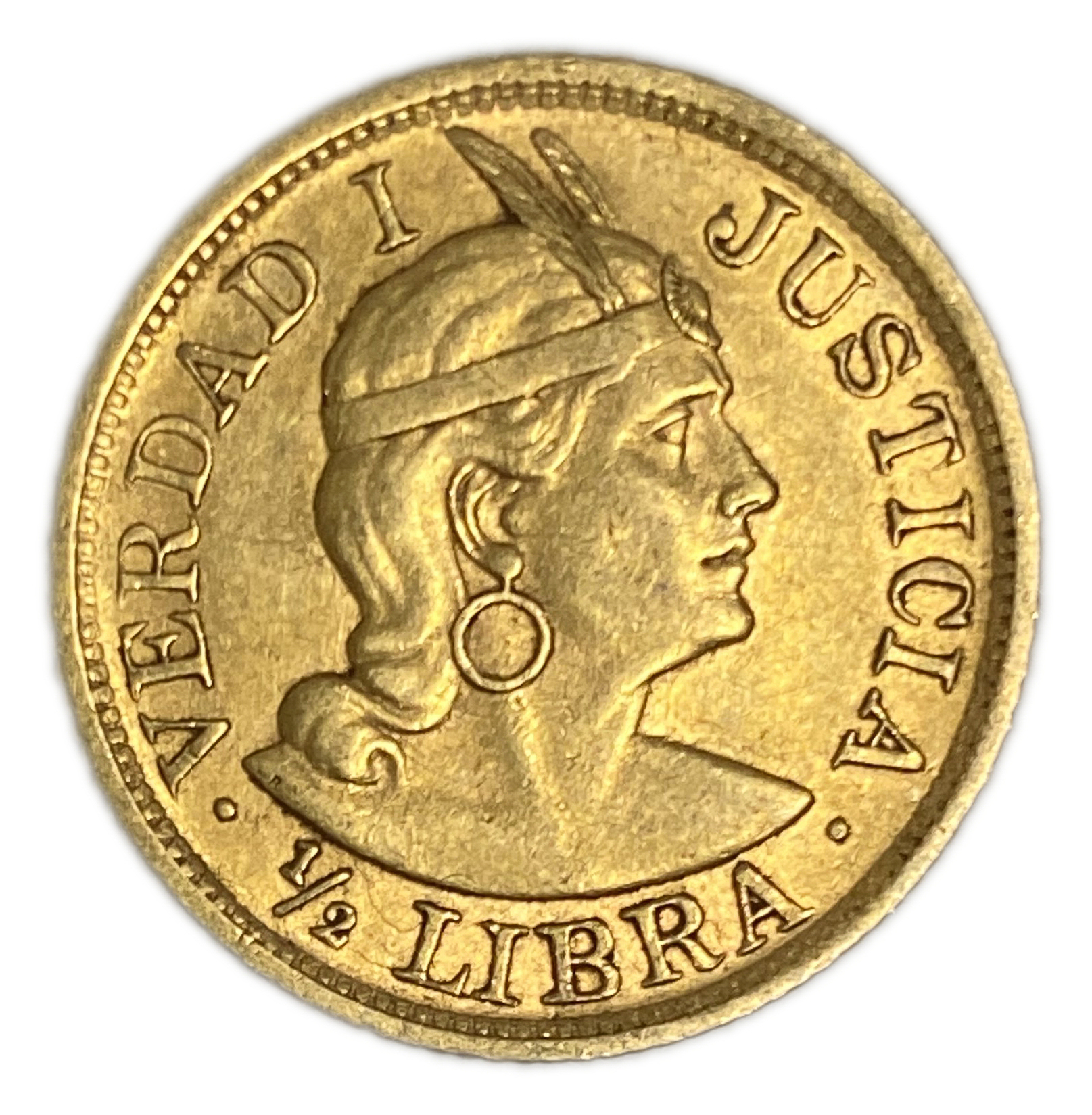 Peru - 1/2 Libra 1907 - AU - Liberty Head - Gold 917, 3.99g, 19mm - 1 1