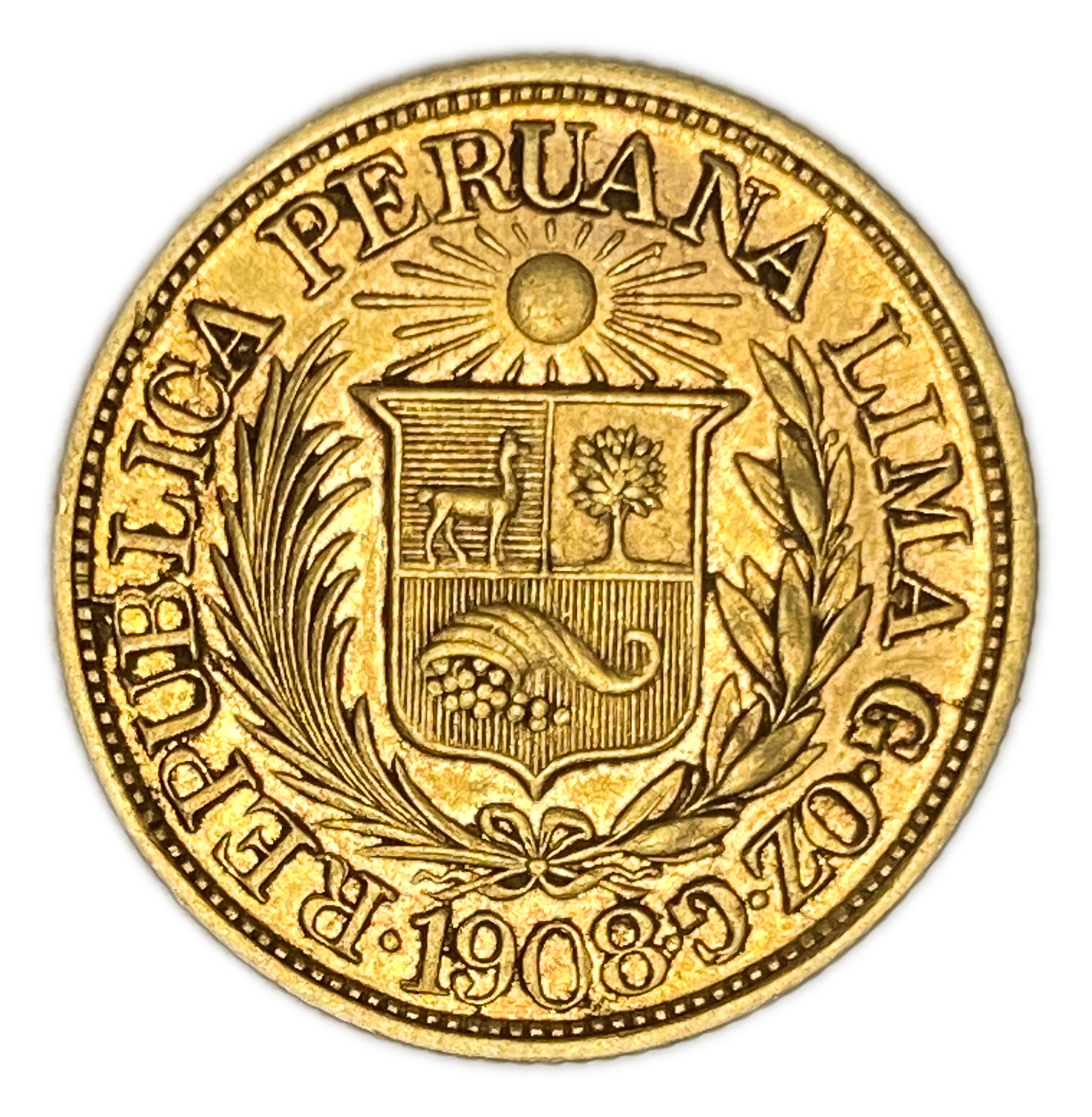 Peru - 1/2 Libra 1908 - AU - Liberty Head - Gold 917, 3.99g, 19mm - 1 0
