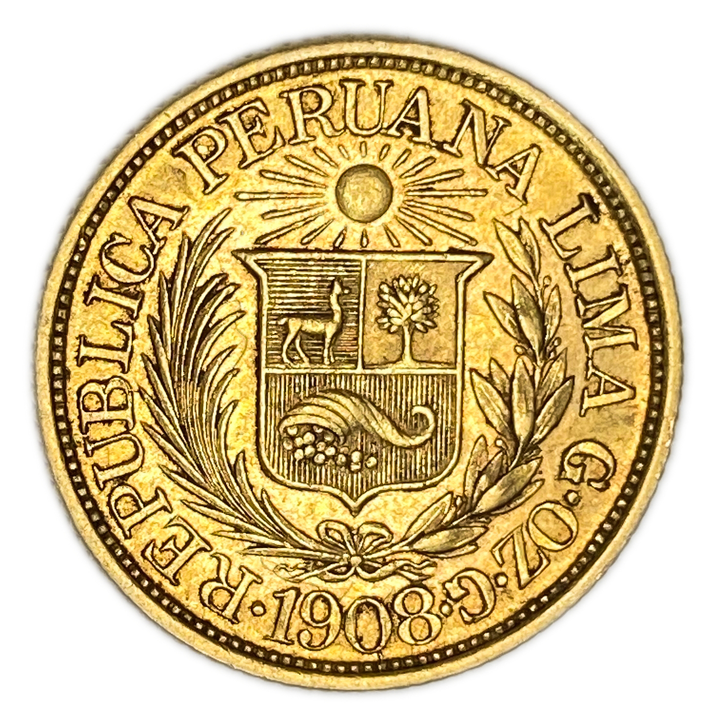 Peru - 1/2 Libra 1908 - AU - Liberty Head - Gold 917, 3.99g, 19mm - 1 0