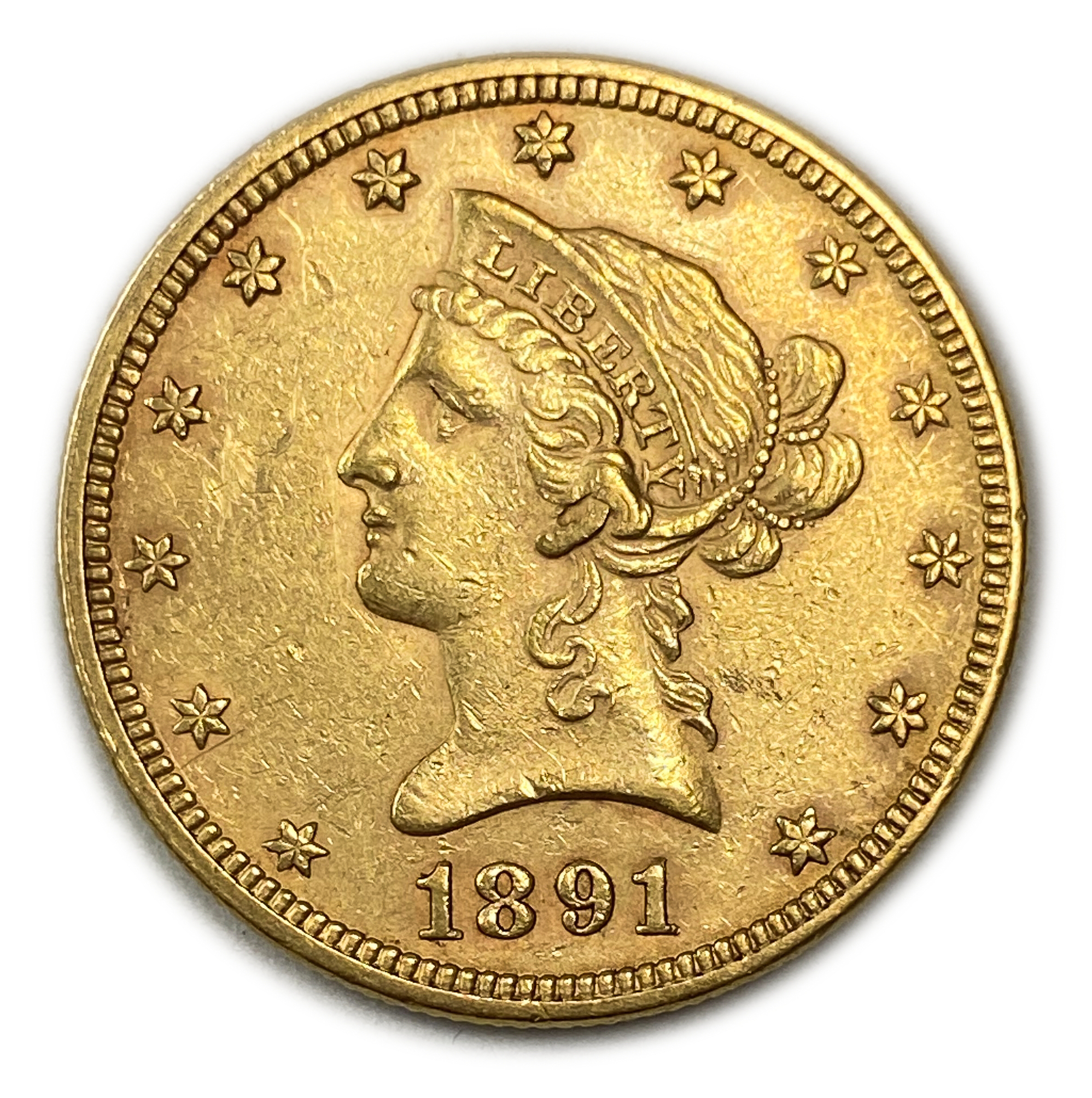 USA - 10 Dollars 1891 - Coronet Head - With motto - Gold 900, 16.71g, 27mm - 1 0