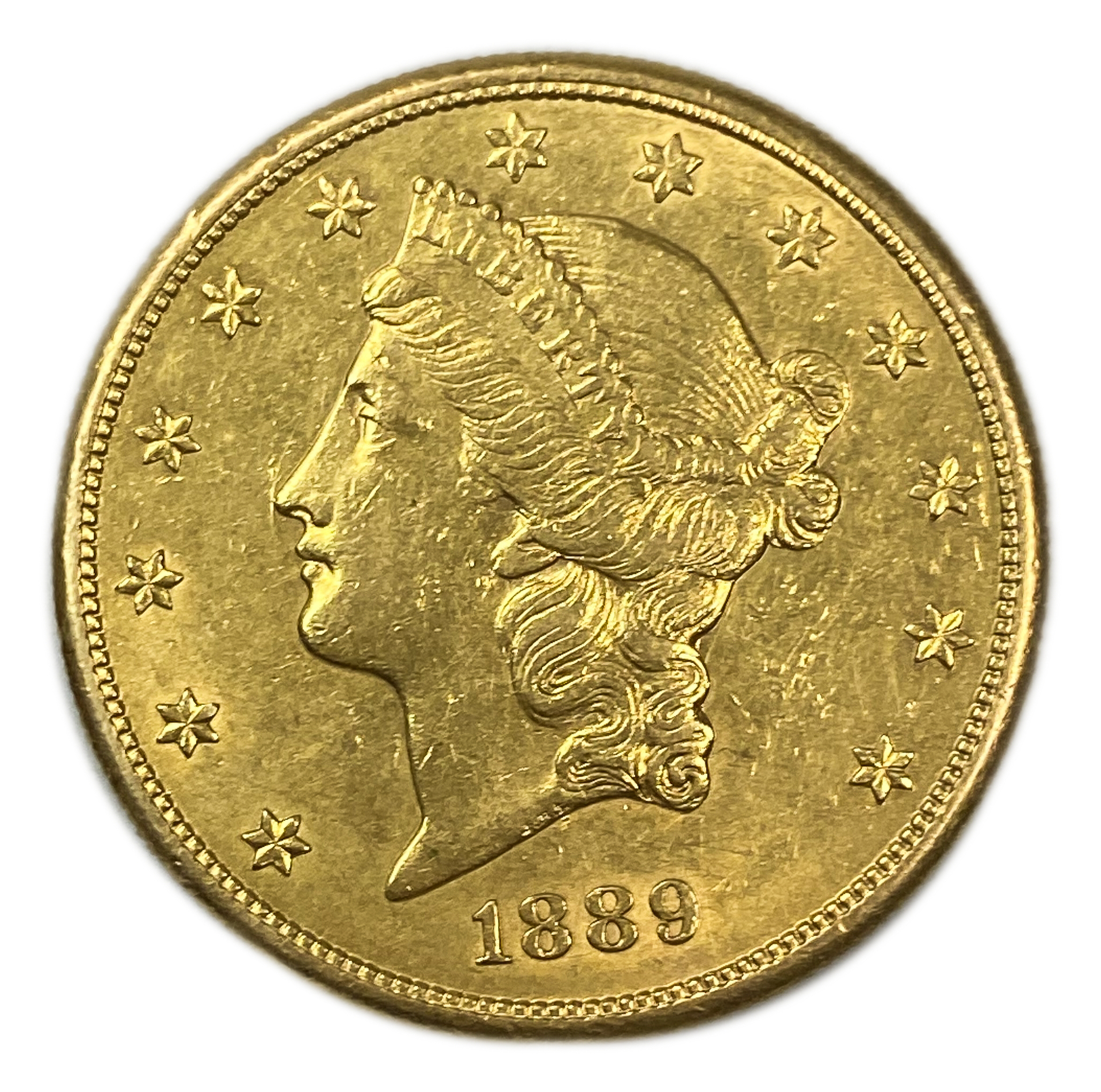 USA - 20 Dollars 1889 S - Liberty Head - Double Eagle, With motto - Gold 900, 33.43g, 34mm - 1 0