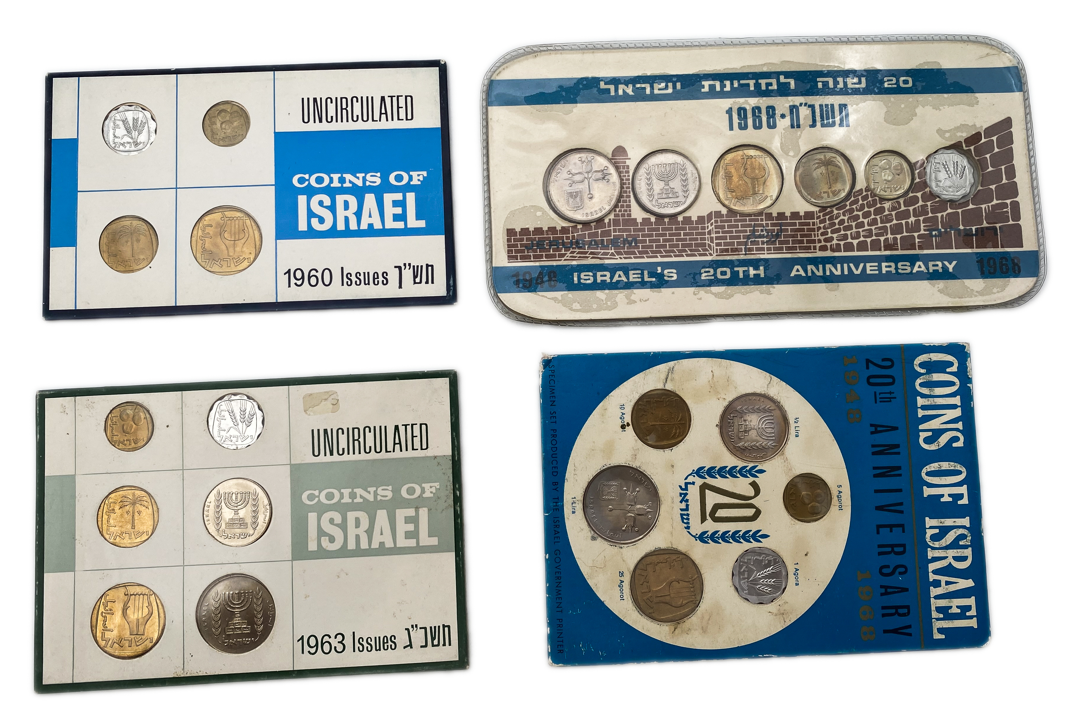 Israel - A Collection of 4 Different Coin Sets from the Lira Series (1960, 1963, 1968) - 1 1