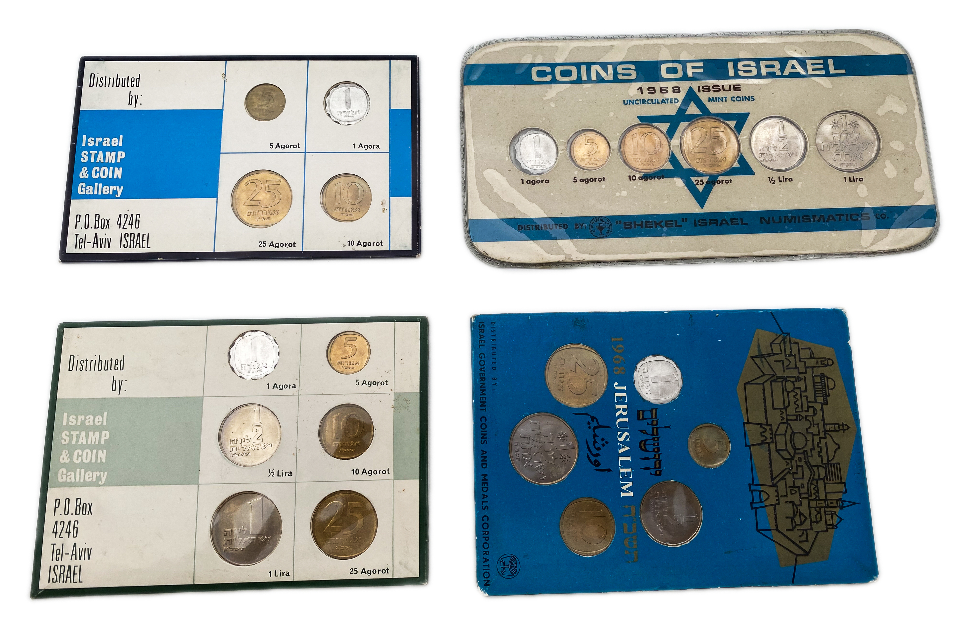 Israel - A Collection of 4 Different Coin Sets from the Lira Series (1960, 1963, 1968) - 1 0