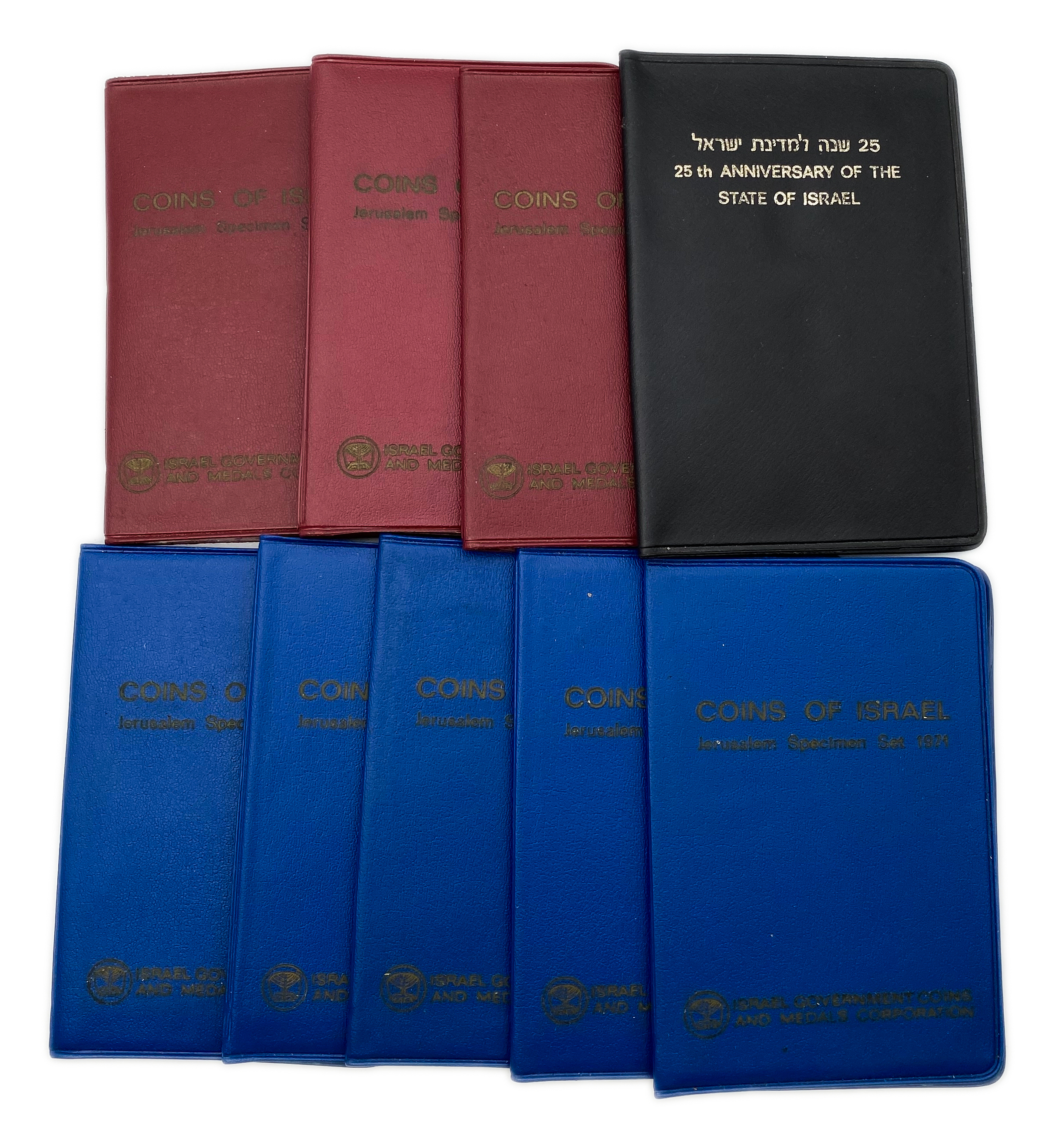 Israel - Lot of 9 Coin Sets of Years 1970, 1971, 1973 - Each Coin Set Contains 6 Coins, From 1 Agorah and Up to 1 Lira - 1 1