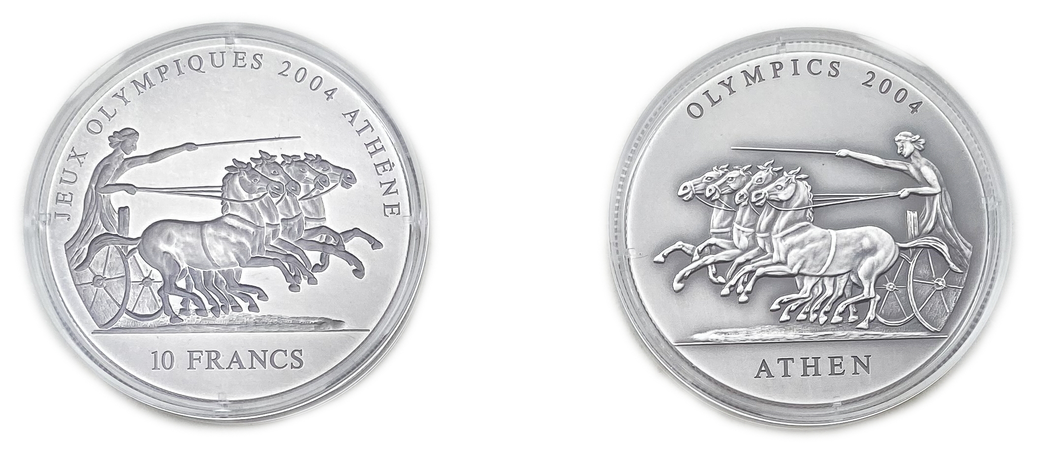 World Coins - Coin set of two silver coins, Olympics Games 2004, Athens - Silver 999, 31.1g each, 40mm - 1 1