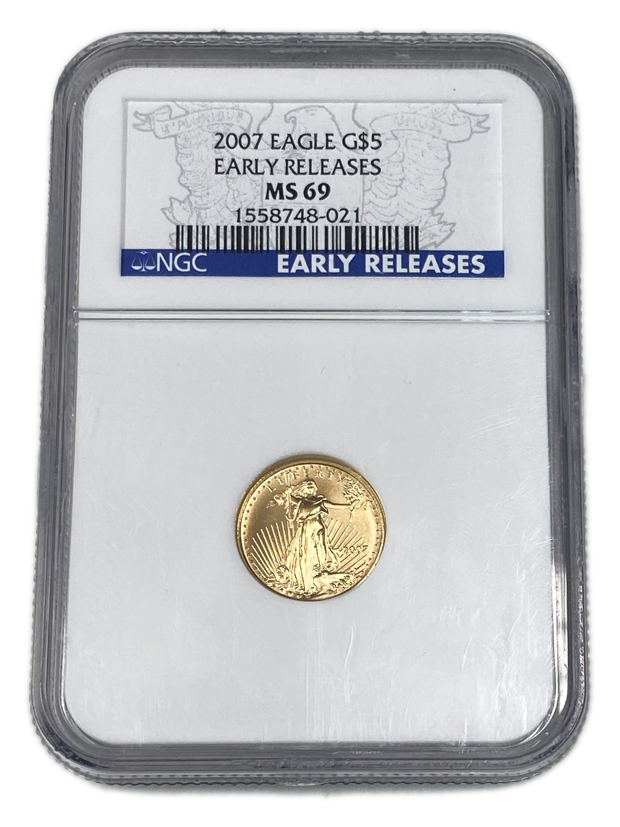 USA - 5 Dollars 2007 - "American Gold Eagle" Bullion Coinage - NGC MS 69 - Gold 917, 3.39g, 16.5mm - 1 2