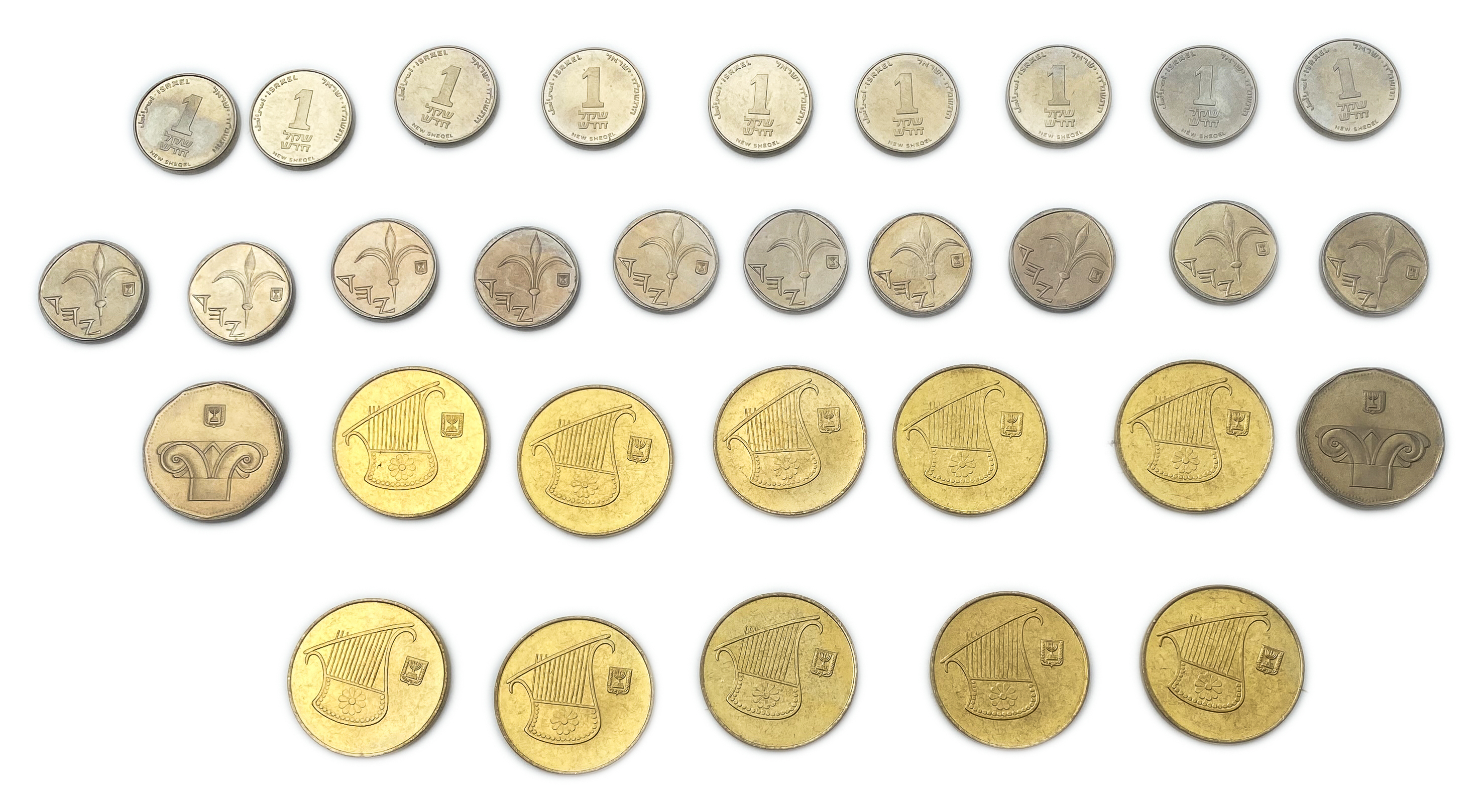 Israel - Set of 31 New Shekel Coins, 1/2, 1 and 5 Shekels 1988, 1992 - 1 1