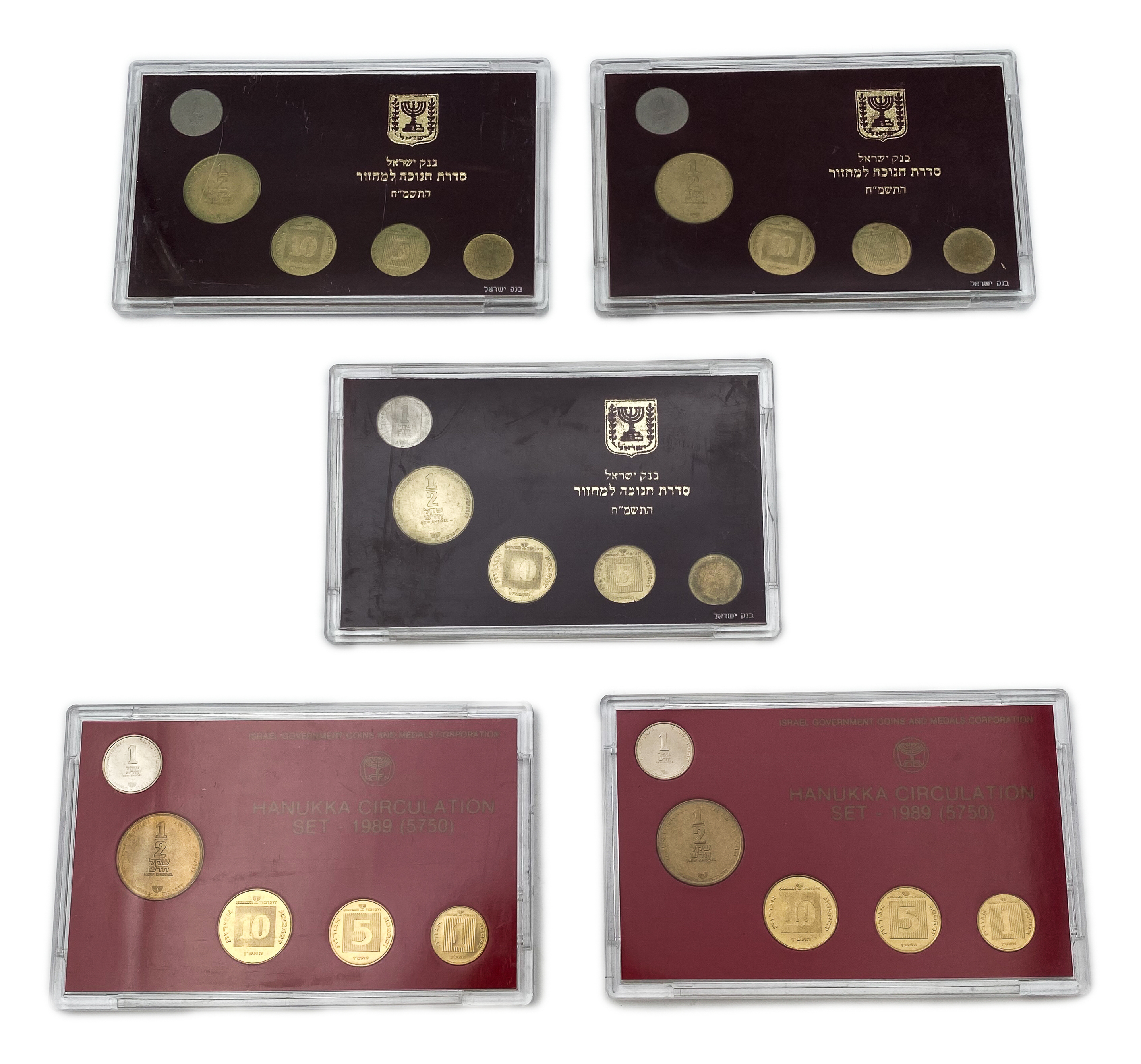 Israel - Lot of 5 coin sets from the years 1988, 1989 - 1 0