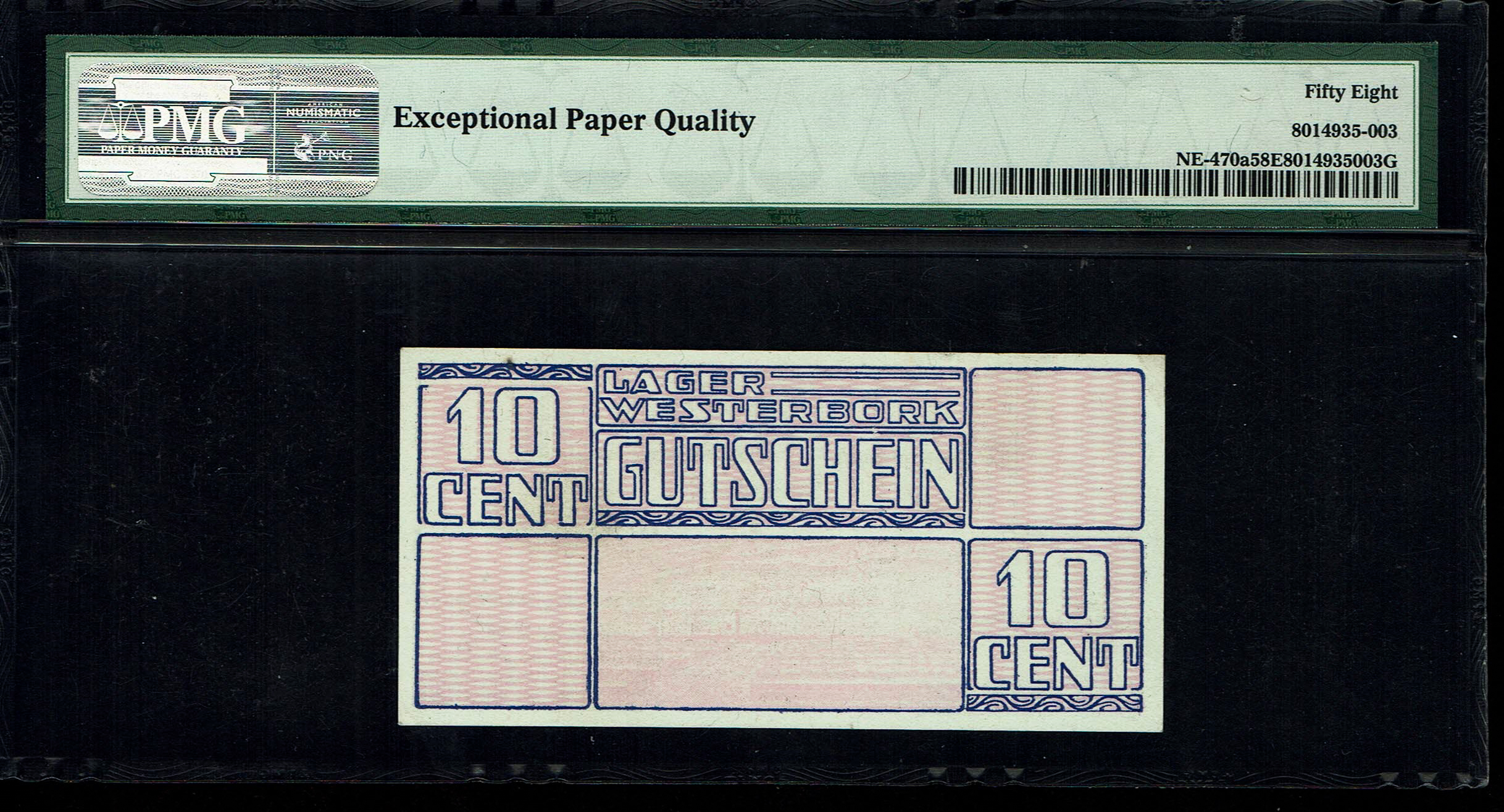 Netherlands - 10 cents 1944 - Westerbork camp - PMG AU 58 EPQ - 1 1