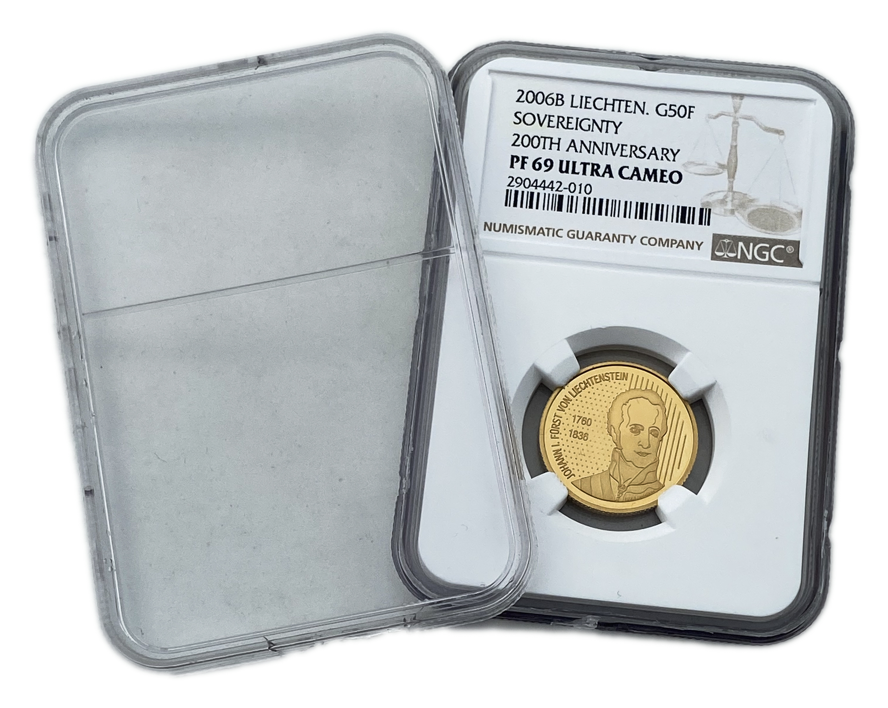 Liechtenstein - 50 Franken 2006 - Johann I, 200 Years of Sovereignty - Gold 900 or 999, 10g, 22.3mm - 1 0