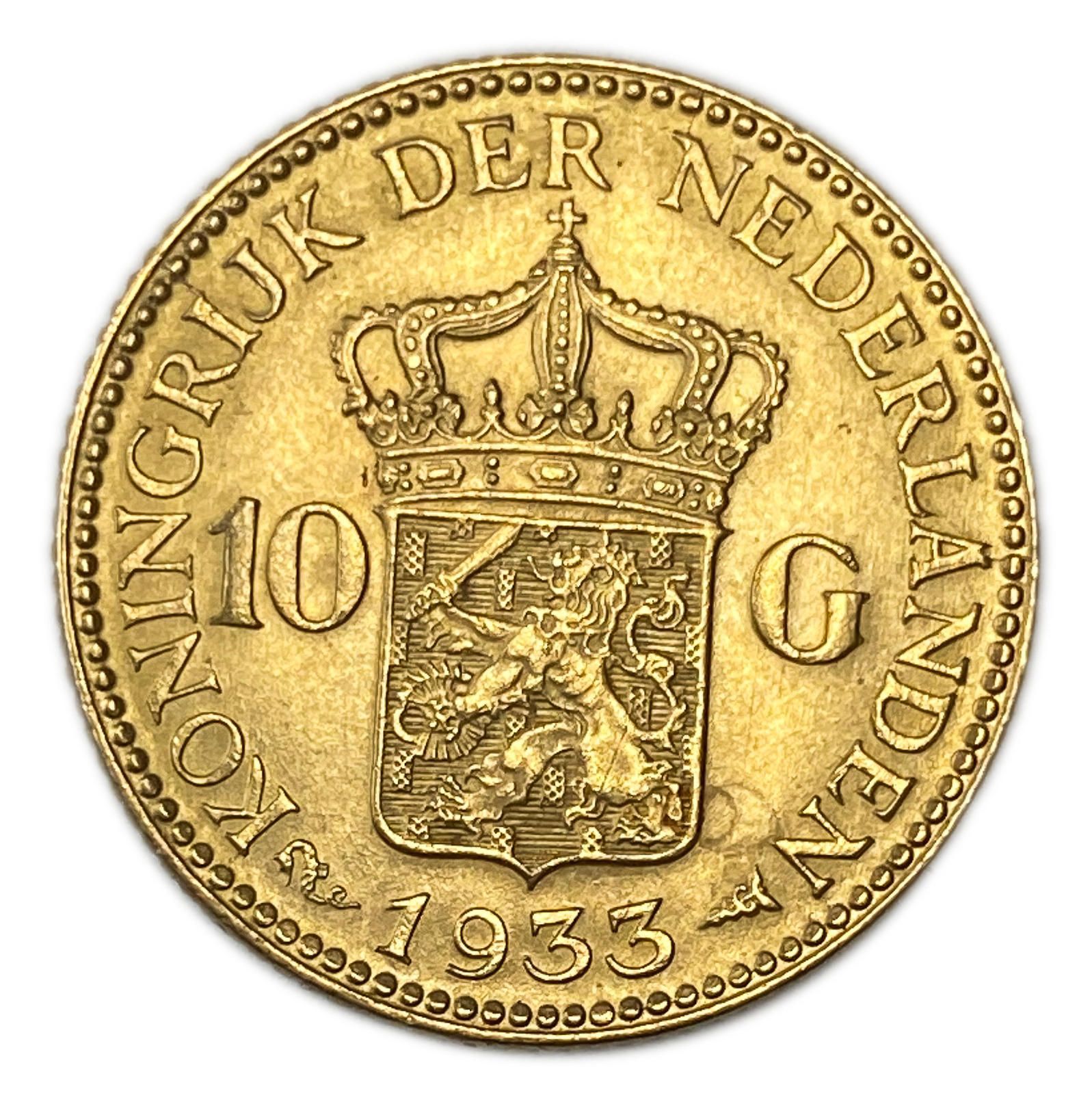 Netherlands - 10 Gulden 1933 - UNC - Wilhelmina - Gold 900, 6.729g, 22.5mm - 1 0