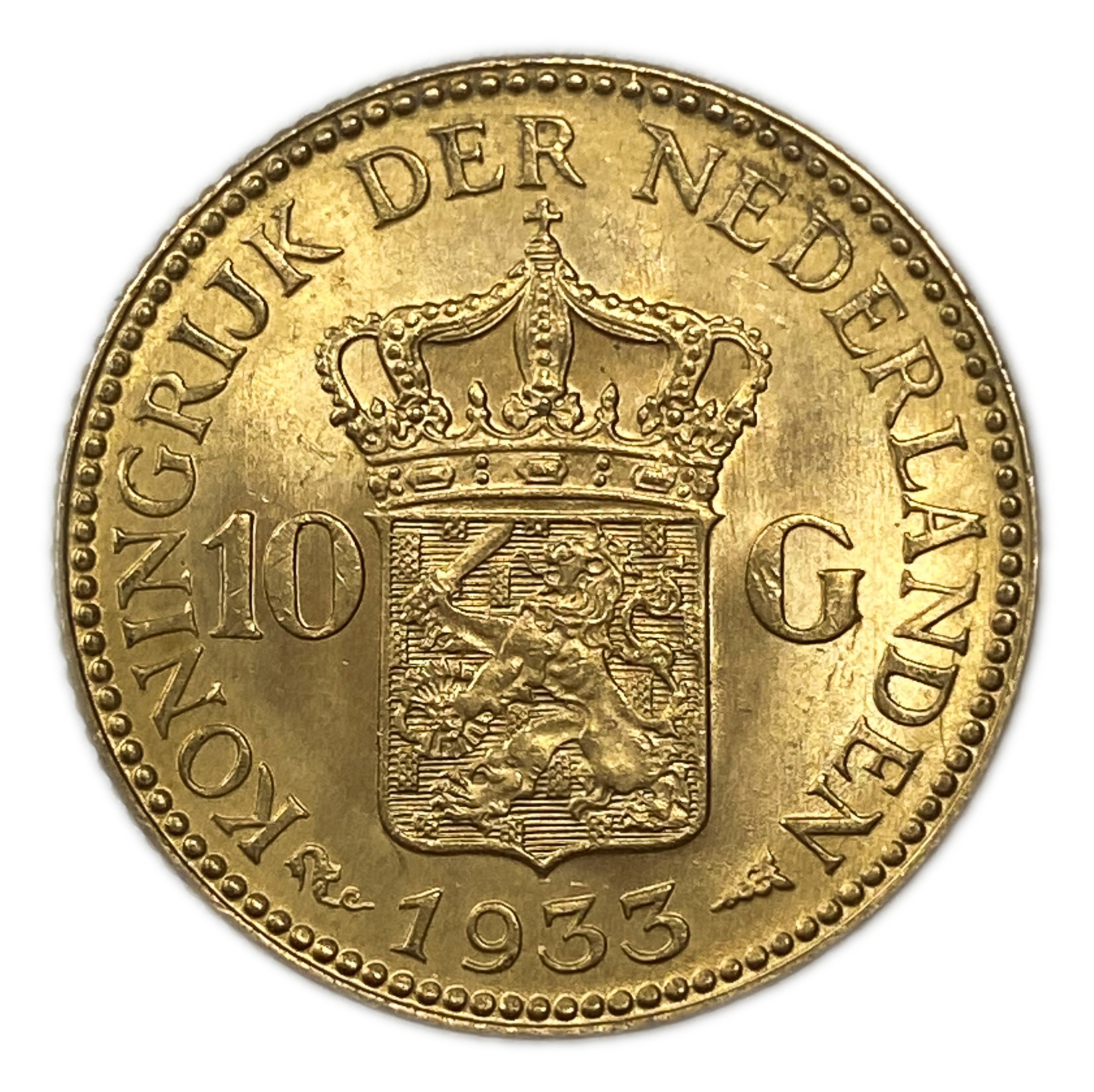 Netherlands - 10 Gulden 1933 - UNC - Wilhelmina - Gold 900, 6.729g, 22.5mm - 1 0