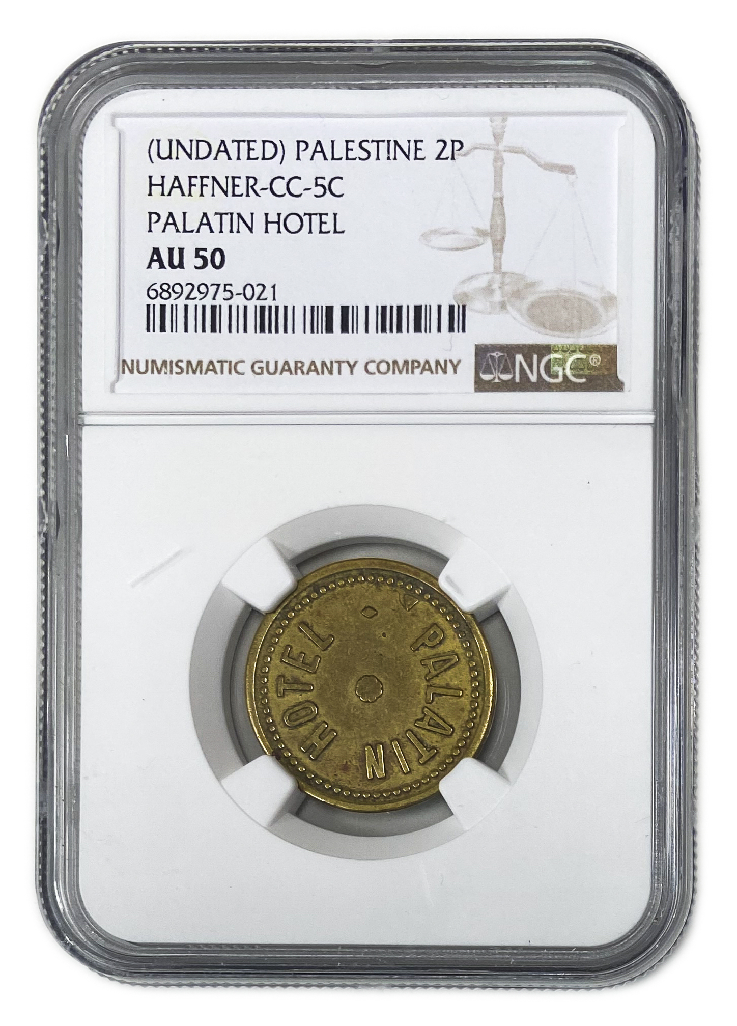 Palestine - 2 Piaster 1930' - Palatin Hotel - NGC AU 50 - Very high grade for this token - 1 2