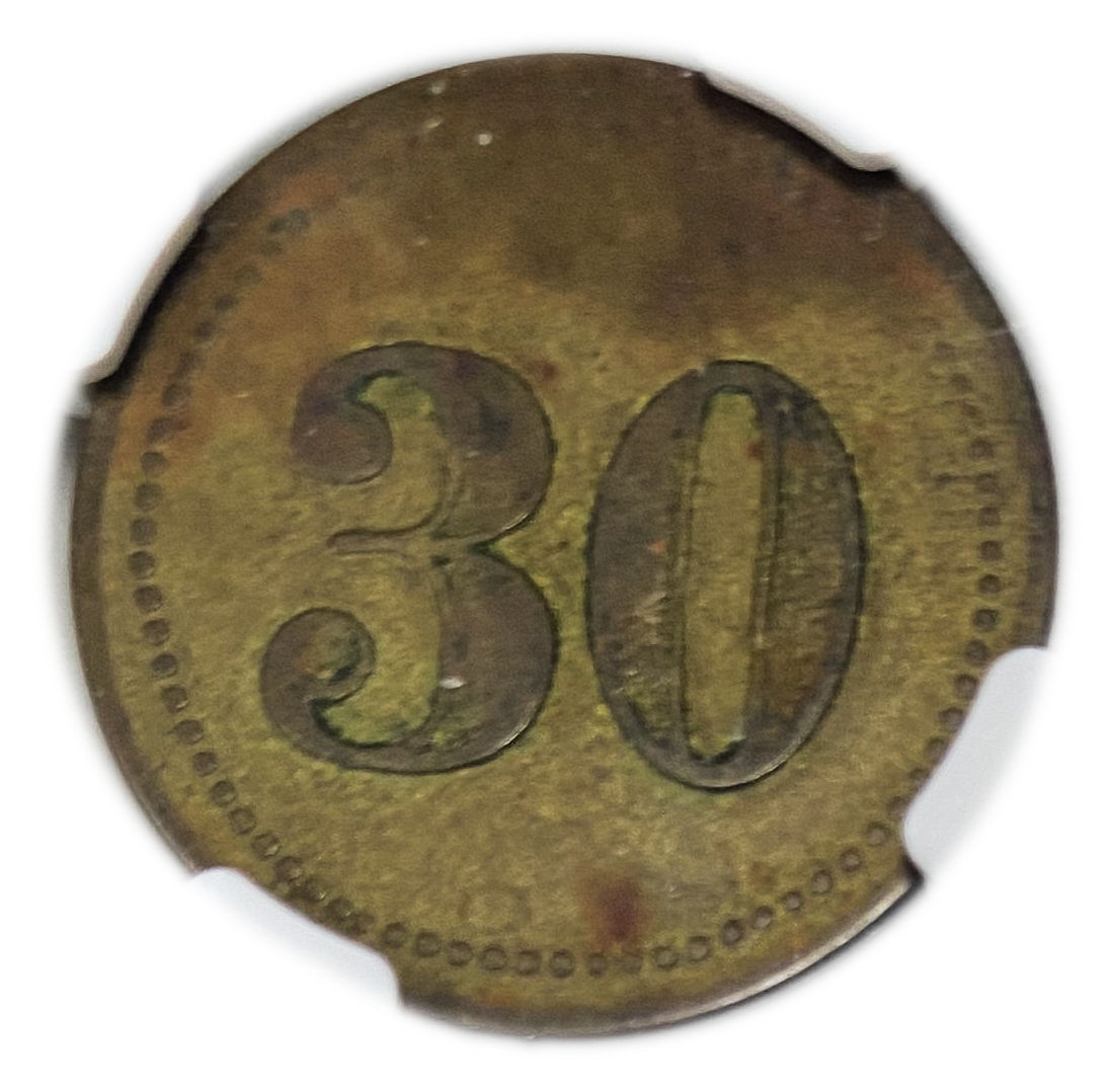 Palestine - Cafe werner token - 30 MIls 1930', bronze - NGC XF DETAILS - Rare - 1 0