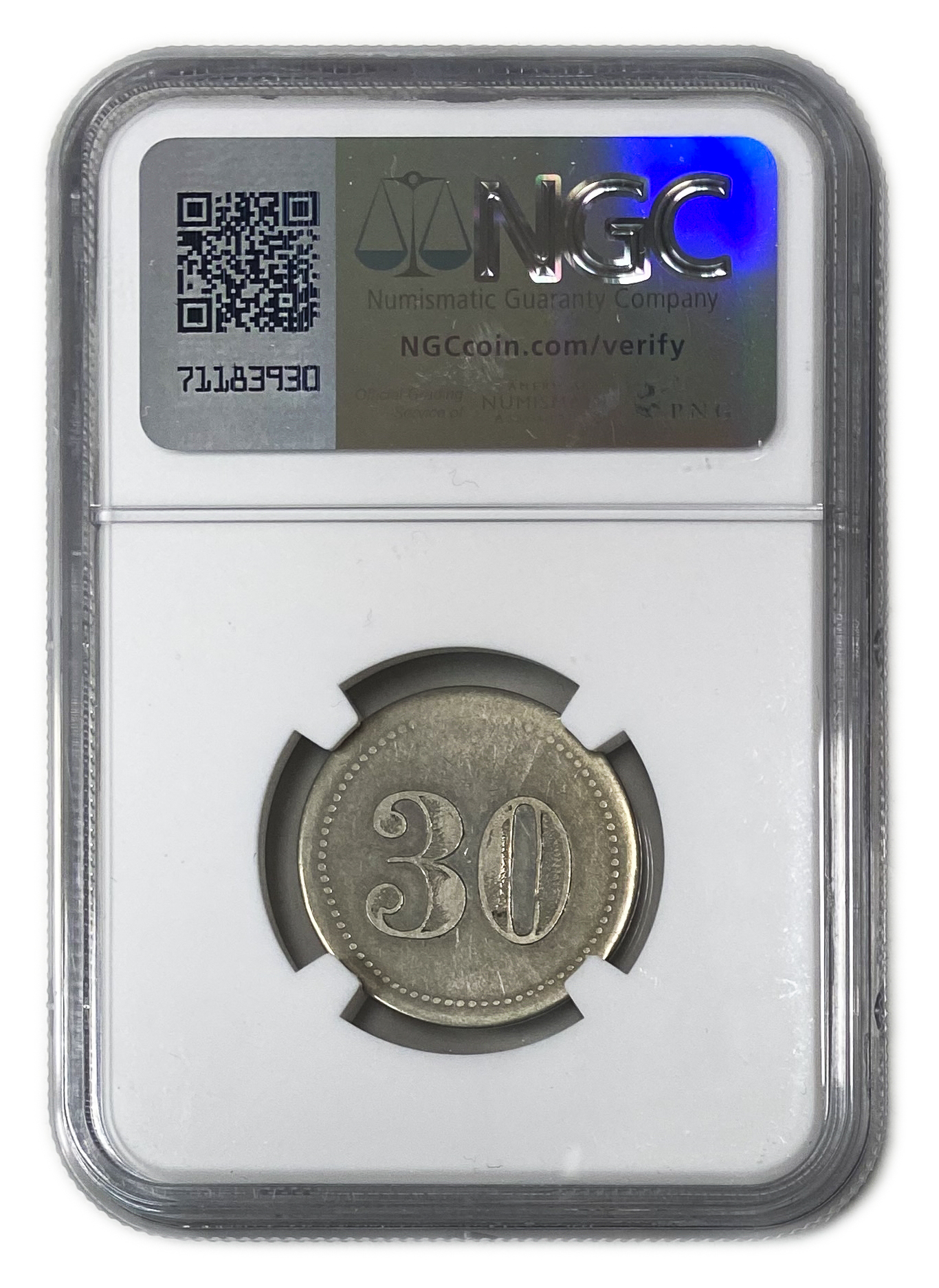 Palestine - Cafe werner token - 30 MIls 1930', bronze, copper-nickel - NGC XF 45 - Rare - 1 3