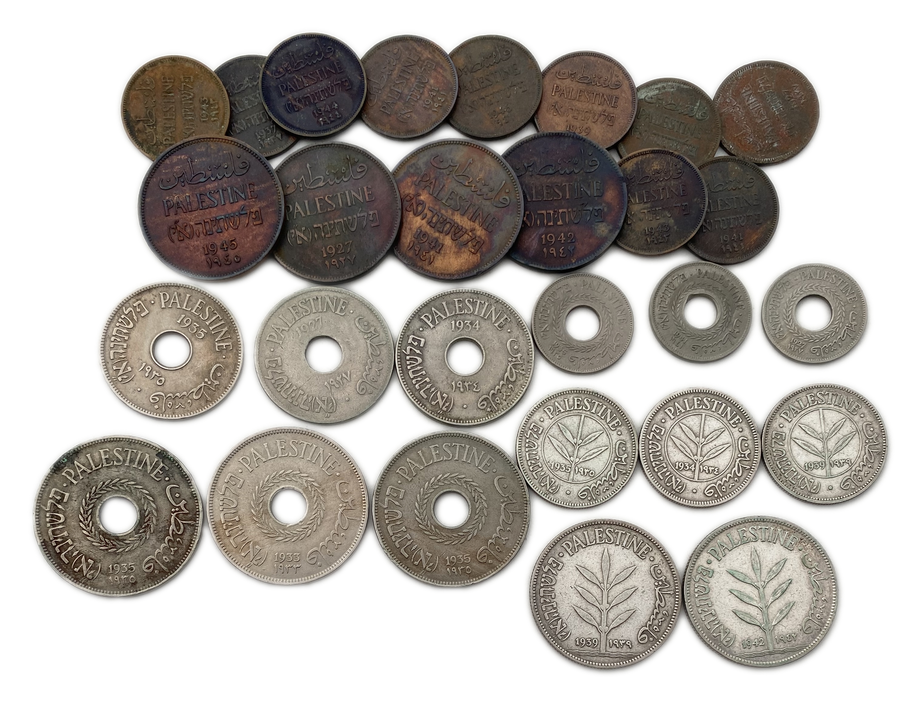 Palestine - Lot of 28 coins in values 1, 2, 5, 10, 20, 50 and 100 mils - From different years, conditions F-XF - 1 0