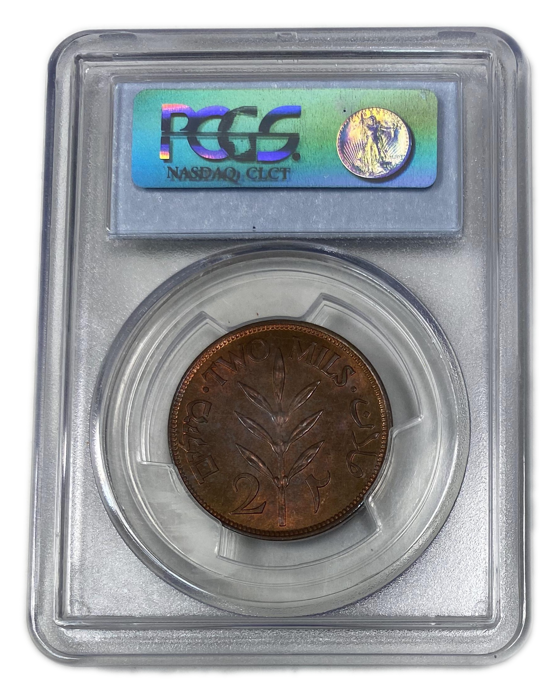 Palestine – 2 Mils 1927 – PCGS MS 64 RB - 1 3