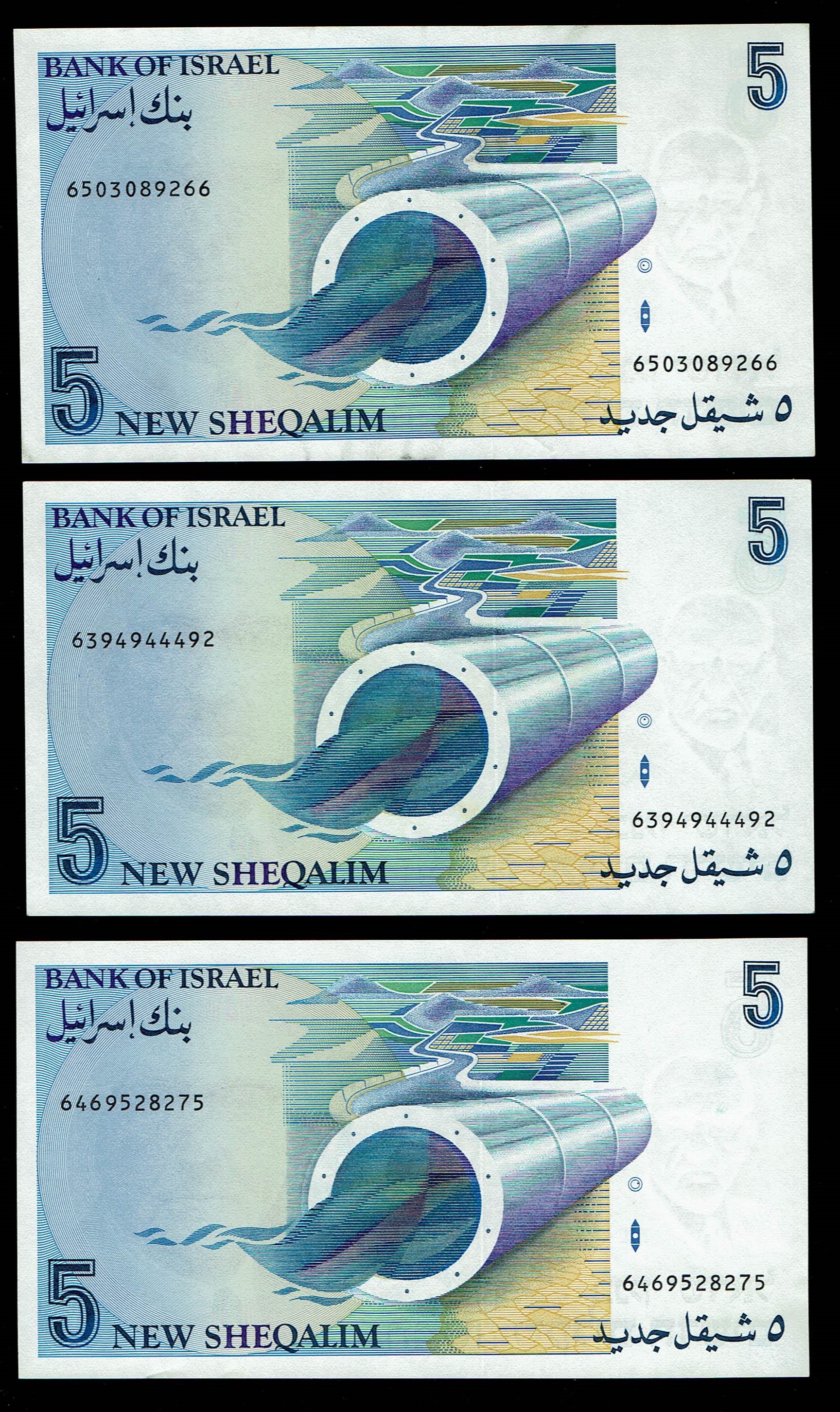 Israel - Set of 50 banknotes from the new shekel series, 1, 5, 10, 20, 50, 100 shekels 1986, 1987, 1991, 1992, 1993 ... - 1 6