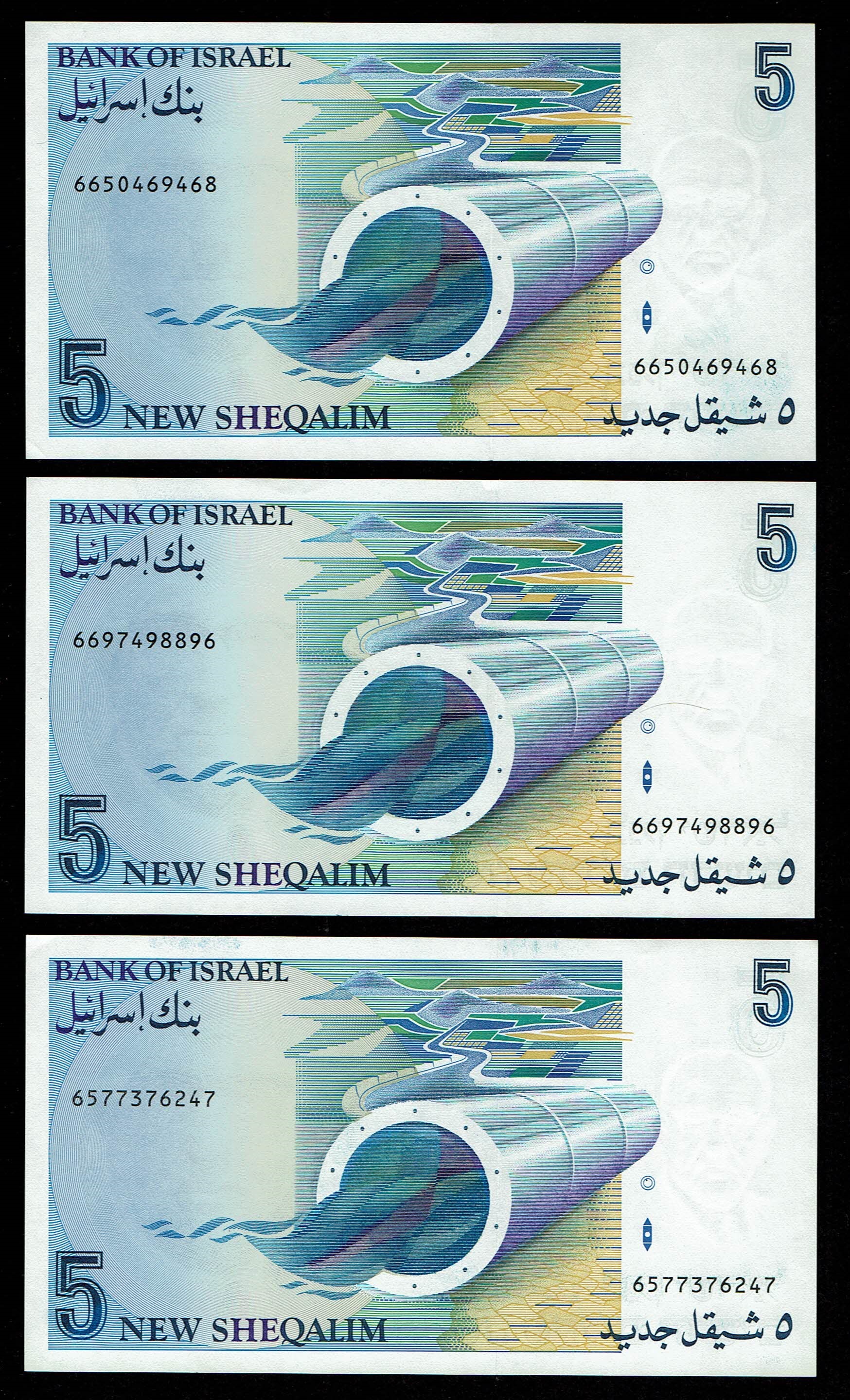 Israel - Set of 50 banknotes from the new shekel series, 1, 5, 10, 20, 50, 100 shekels 1986, 1987, 1991, 1992, 1993 ... - 1 12