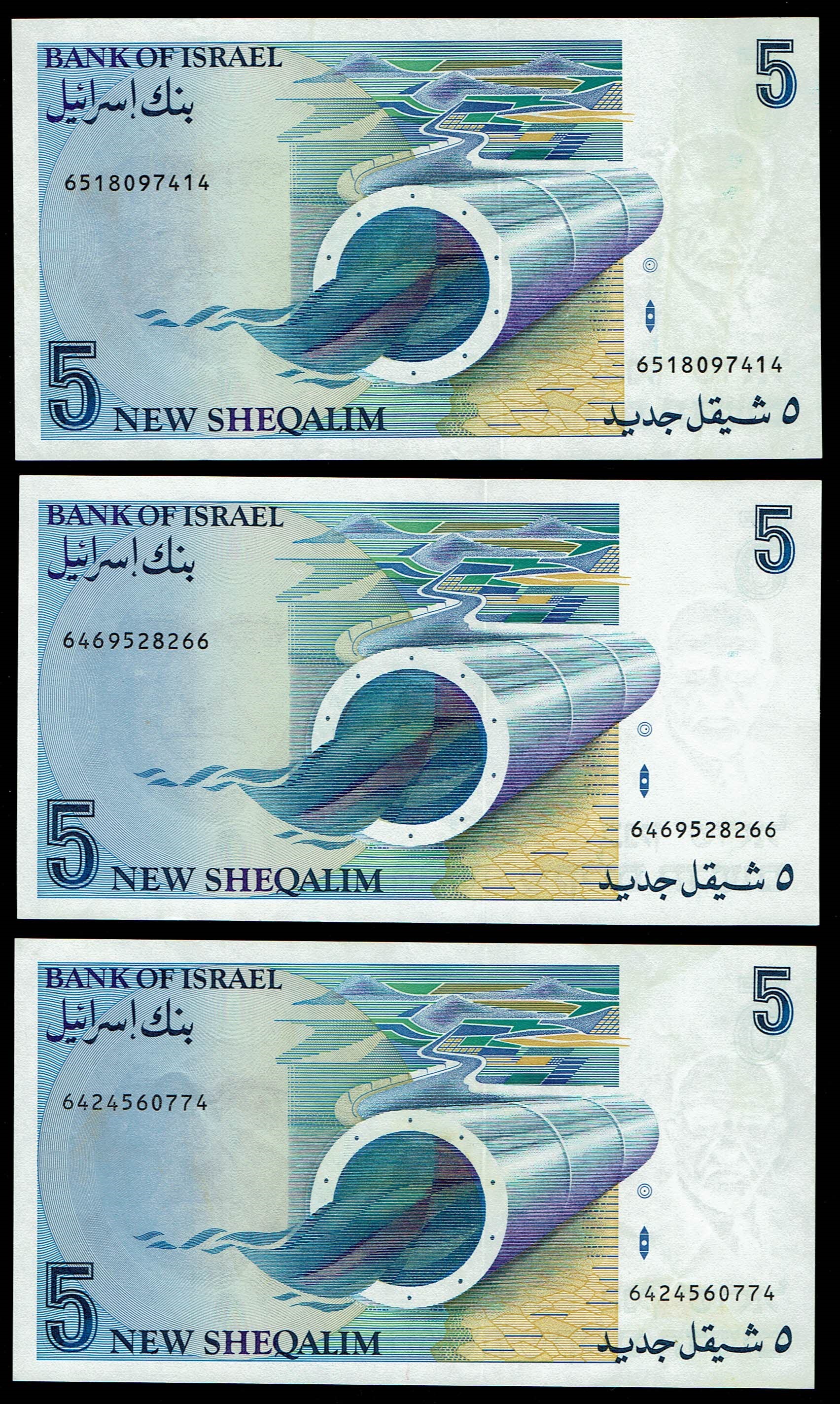 Israel - Set of 50 banknotes from the new shekel series, 1, 5, 10, 20, 50, 100 shekels 1986, 1987, 1991, 1992, 1993 ... - 1 4