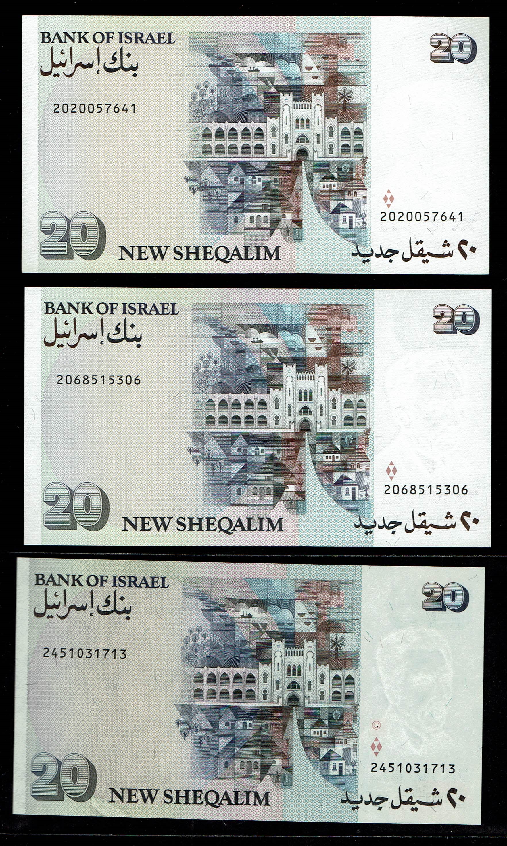 Israel - Set of 50 banknotes from the new shekel series, 1, 5, 10, 20, 50, 100 shekels 1986, 1987, 1991, 1992, 1993 ... - 1 20
