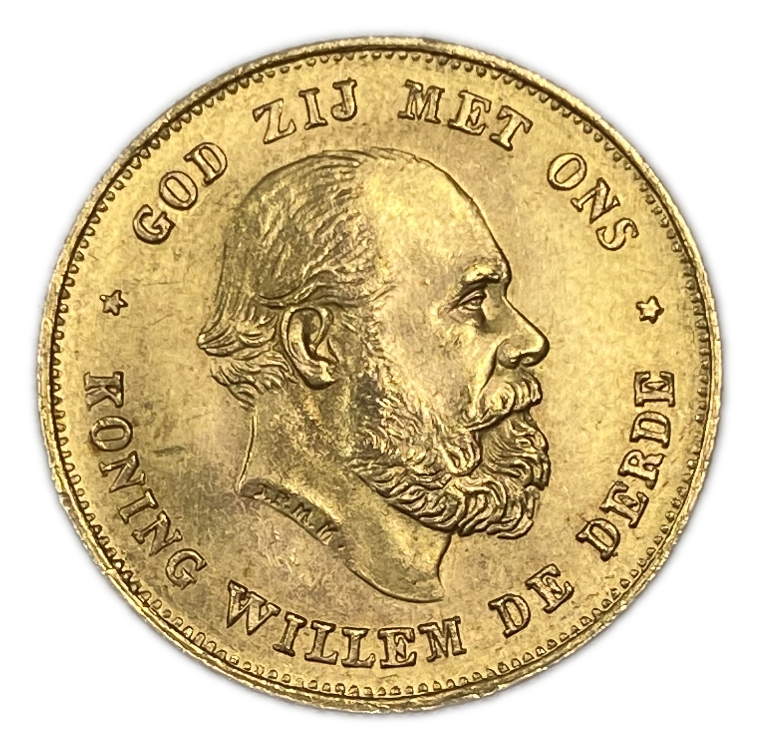 Netherlands - 10 Gulden 1875 - Willem III - Gold 900, 6.729g, 22.5mm - 1 1