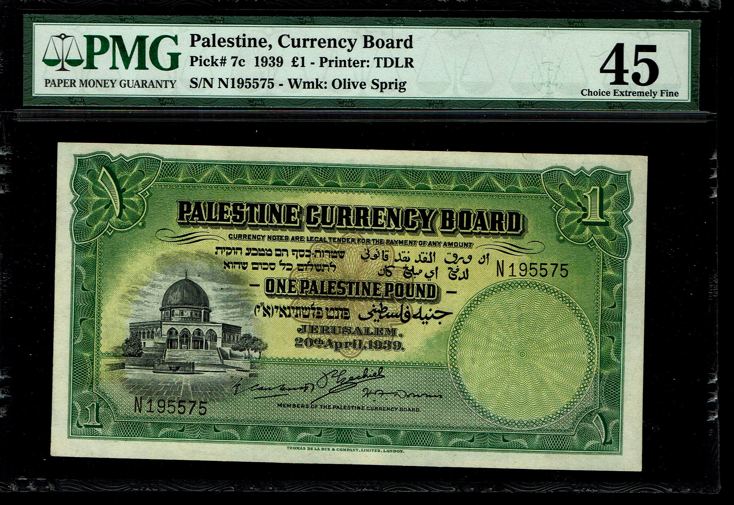 Palestine - 1 Pound 1939 - PMG 45 - Prefix N - 1 0