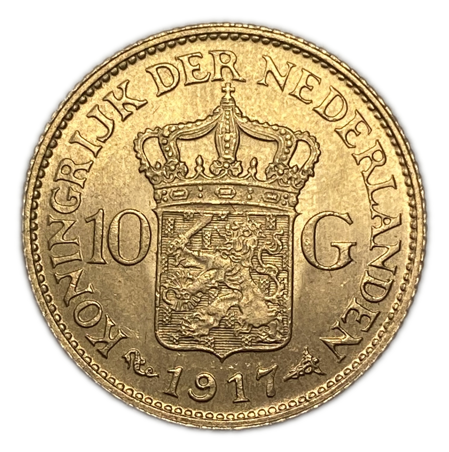 Netherlands - 10 Gulden 1917 - UNC - Wilhelmina - Gold 900, 6.729g, 22.5mm - 1 0