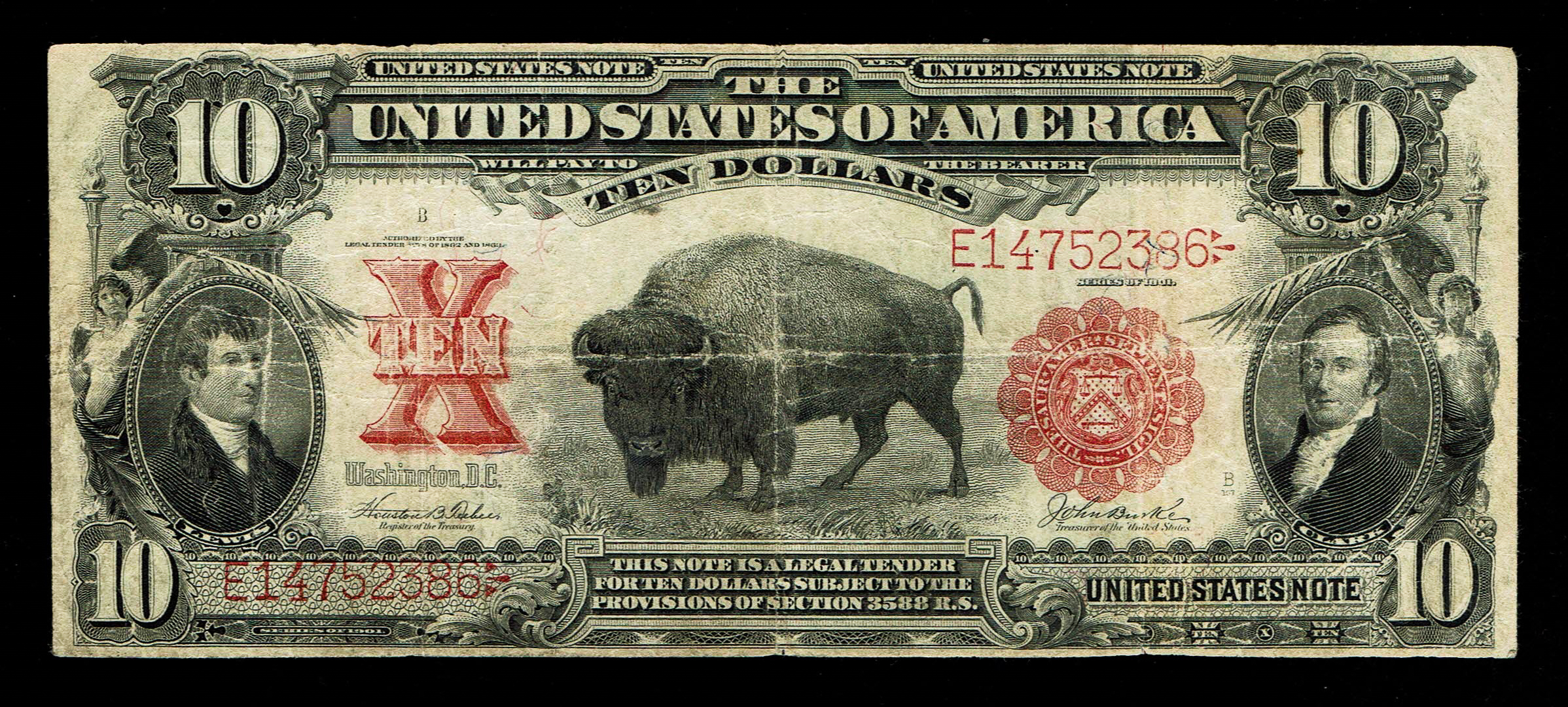 USA - 10 Dollars 1901, Red Seal - VF - 1 0