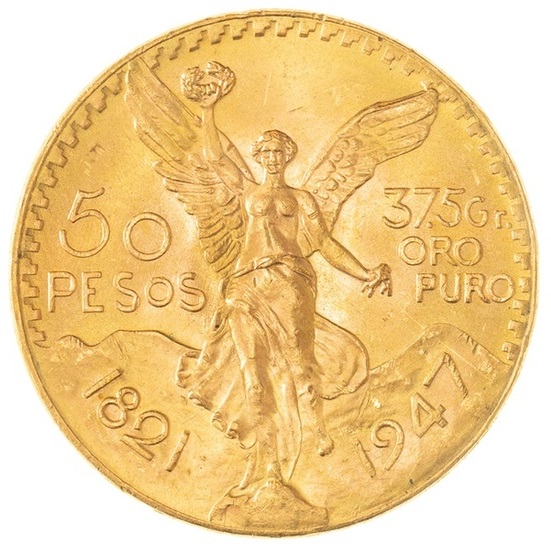Mexico - 50 Pesos 1947 - Centenario - 900 Gold, 41.6 Grams (Net 37.5g), Diameter 37mm - 1 0