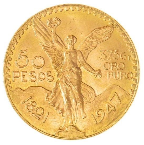 Mexico - 50 Pesos 1947 - Centenario - 900 Gold, 41.6 Grams (Net 37.5g), Diameter 37mm - 1 0
