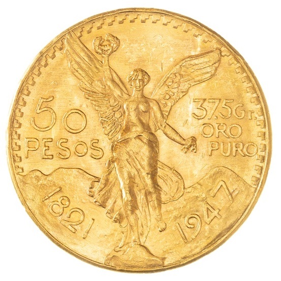 Mexico - 50 Pesos 1947 - Centenario - 900 Gold, 41.6 Grams (Net 37.5g), Diameter 37mm - 1 0