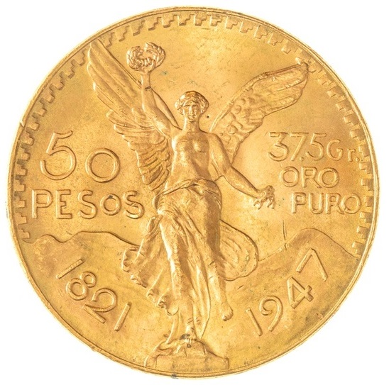 Mexico - 50 Pesos 1947 - Centenario - 900 Gold, 41.6 Grams (Net 37.5g), Diameter 37mm - 1 0